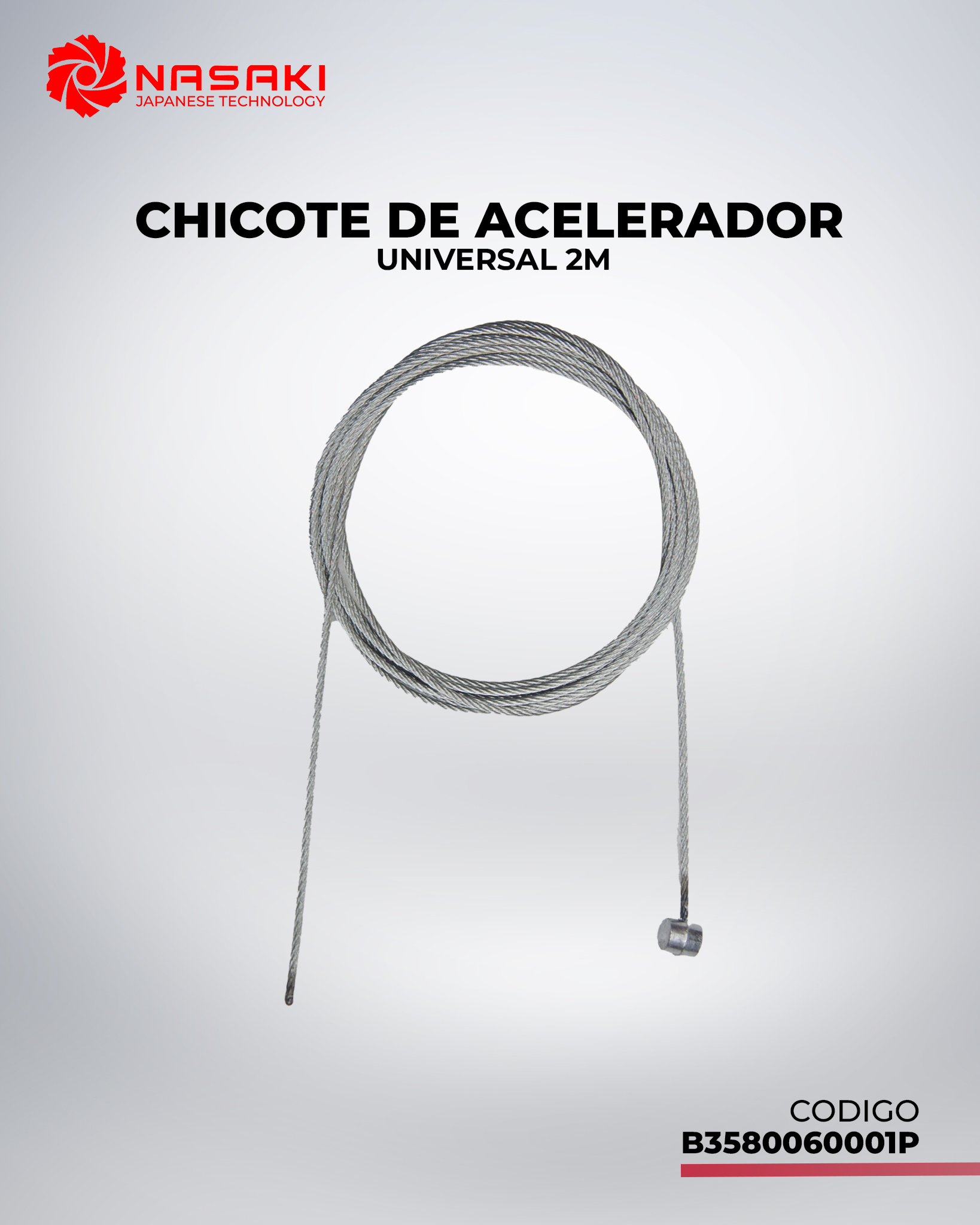 CHICOTE DE ACELERADOR UNIVERSAL 2M