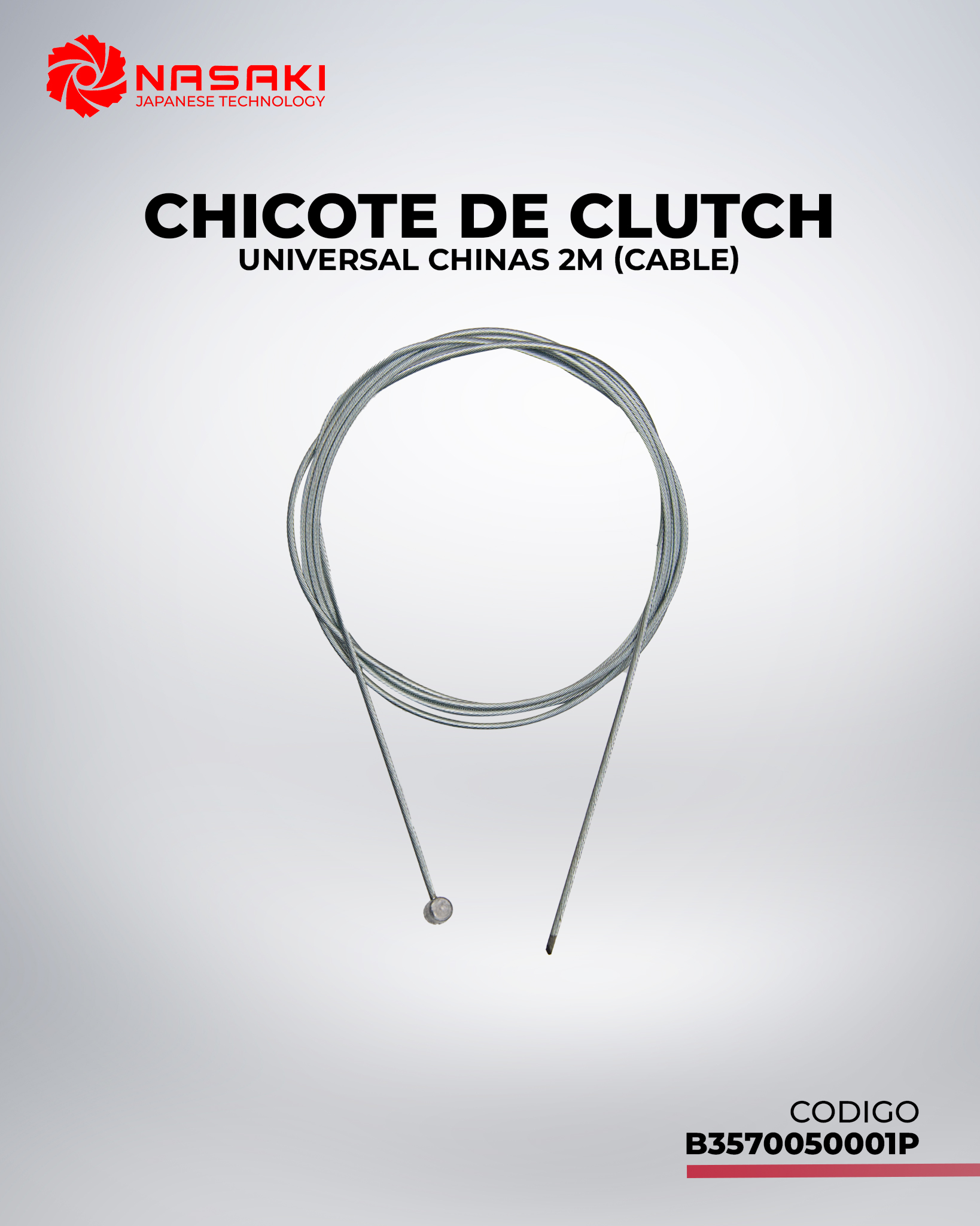 CHICOTE DE CLUTCH UNIVERSAL chinas 2m (cable)