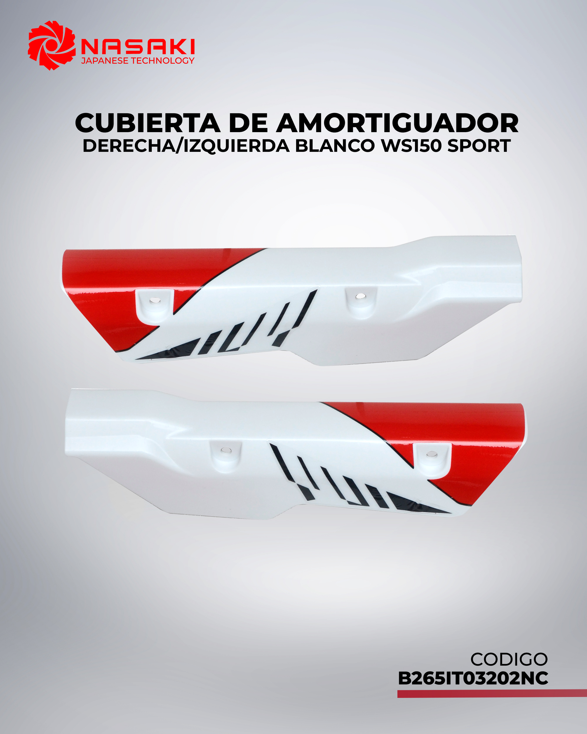 CUBIERTA DE AMORTIGUADOR DERECHA/ IZQUIERDA BLANCO WS150SPORT
