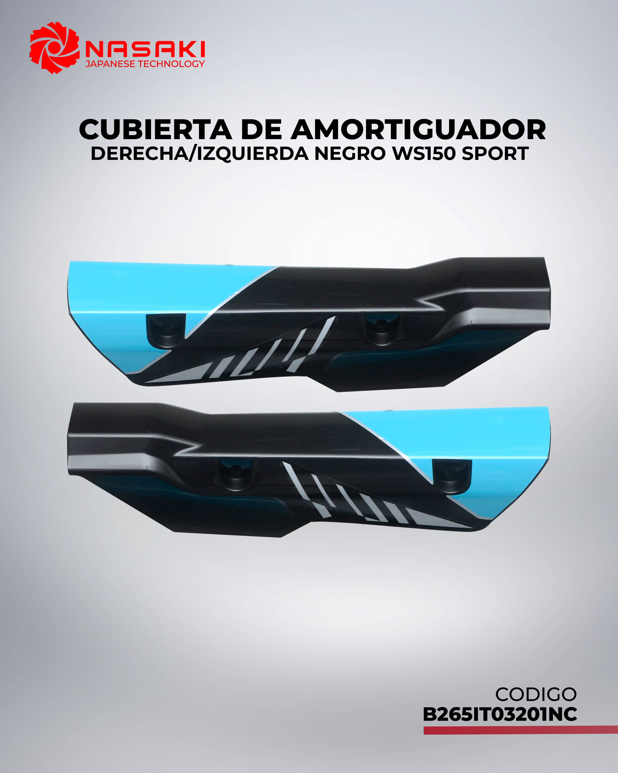 CUBIERTA DE AMORTIGUADOR DERECHA/ IZQUIERDA NEGRO WS150SPORT