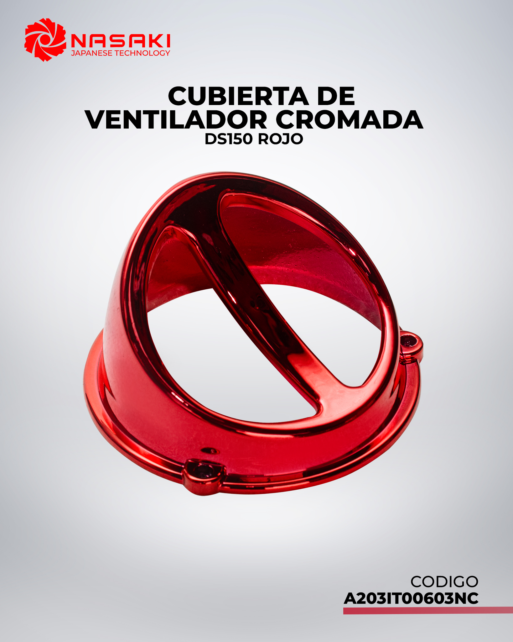 CUBIERTA DE VENTILADOR CROMADA DS150 ROJO
