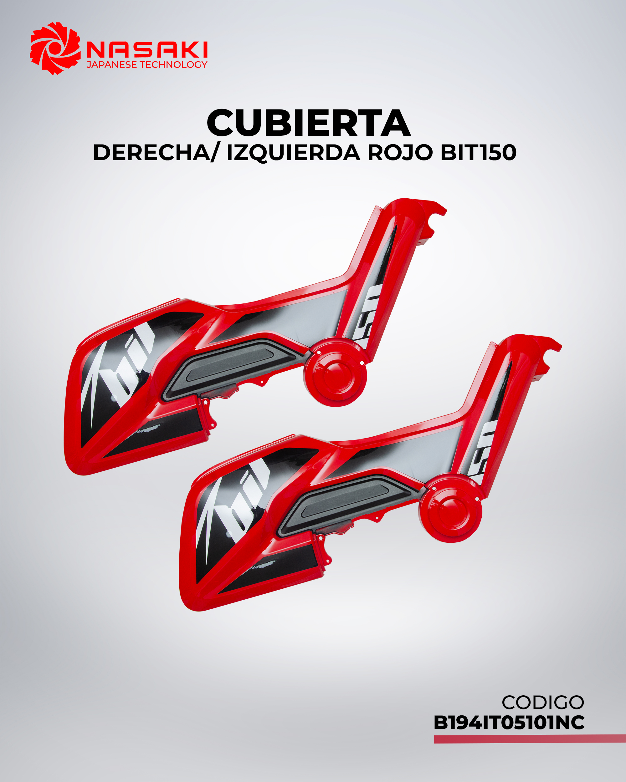 CUBIERTA DERECHA/ IZQUIERDA ROJO BIT150