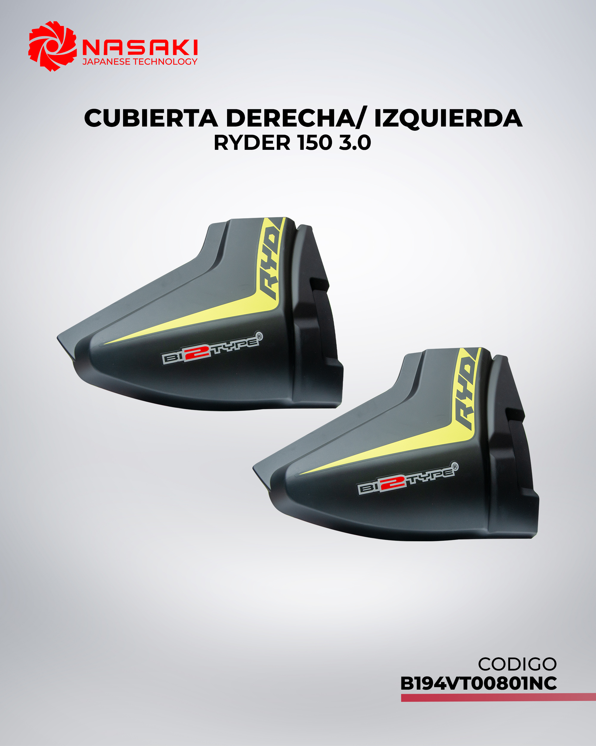 CUBIERTA DERECHA/ IZQUIERDA RYDER 150 3.0