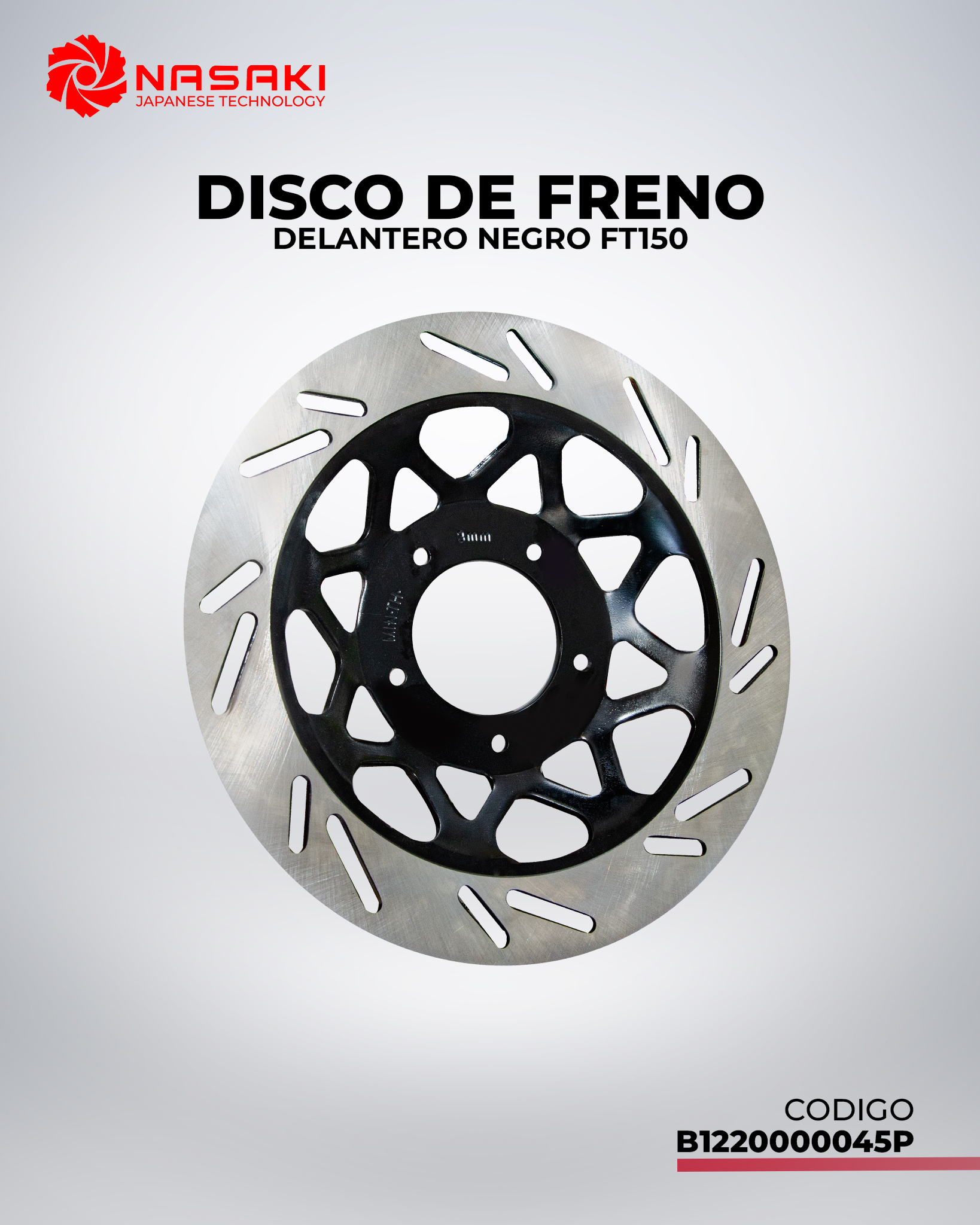 DISCO DE FRENO DELANTERO NEGRO FT150