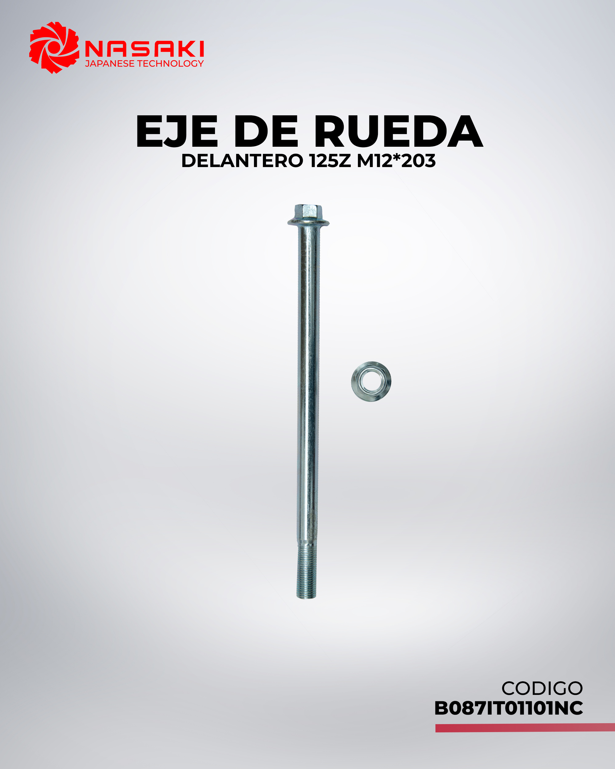 EJE DE RUDA DELANTERA 125Z M12*203