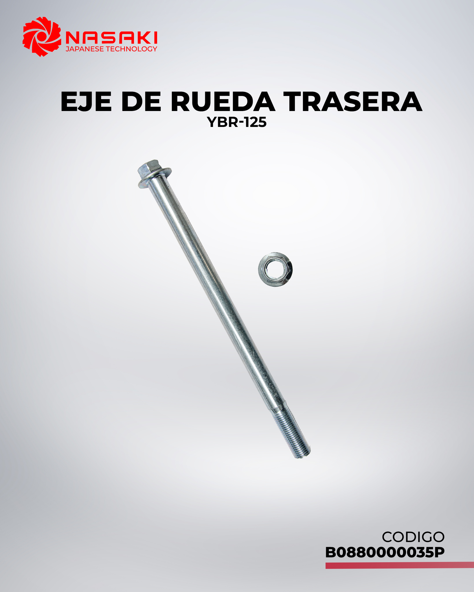 EJE DE RUEDA TRASERA YBR-125