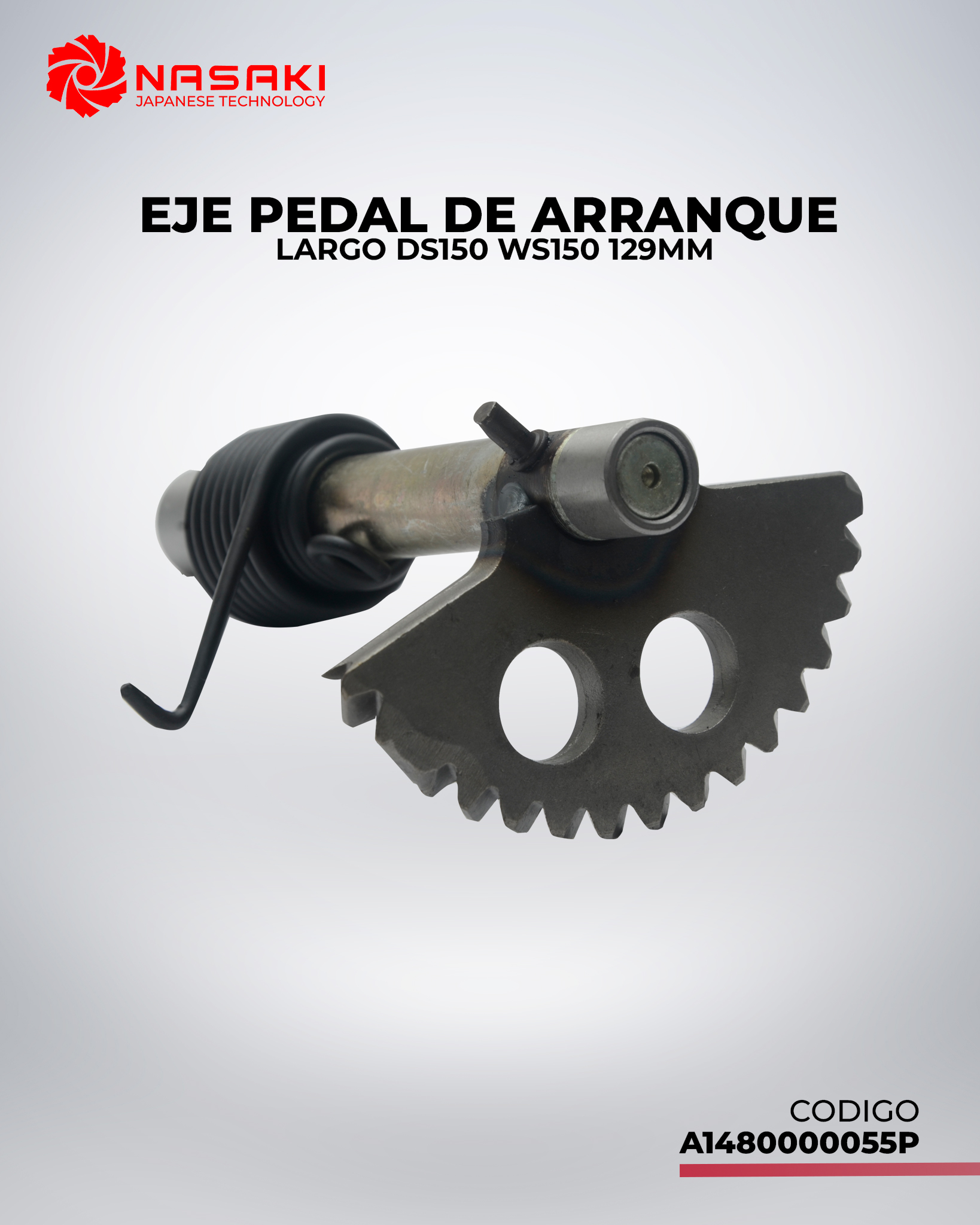 EJE PEDAL DE ARRANQUE LARGO DS150 WS150 129MM