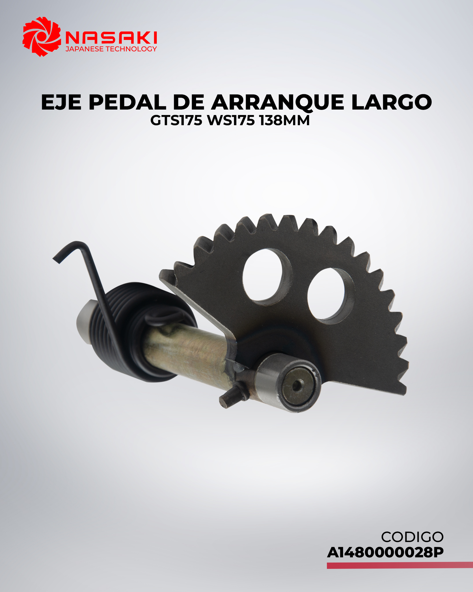 EJE PEDAL DE ARRANQUE LARGO GTS175 WS175  138mm
