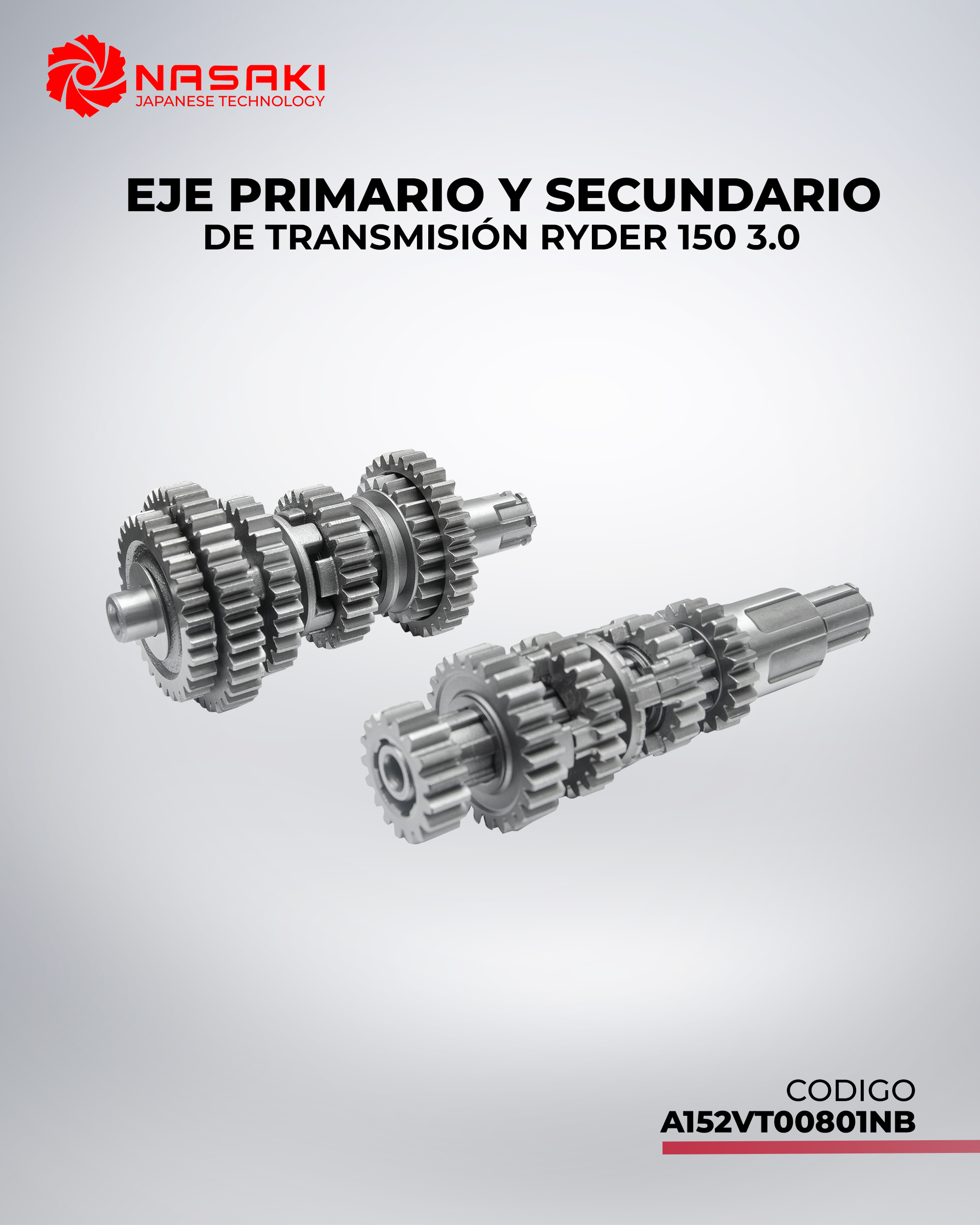 EJE PRIMARIO Y SECUNDARIO DE TRANSMISION RYDER 150 3.0