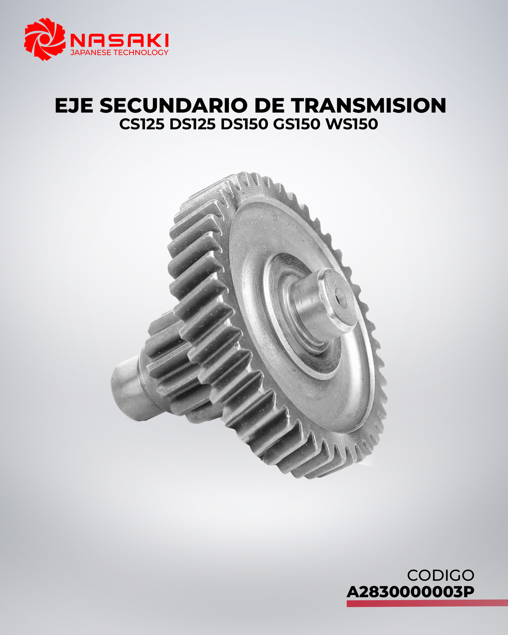 EJE SECUNDARIO DE TRANSMISION CS125 DS125 DS150 GS150 WS150