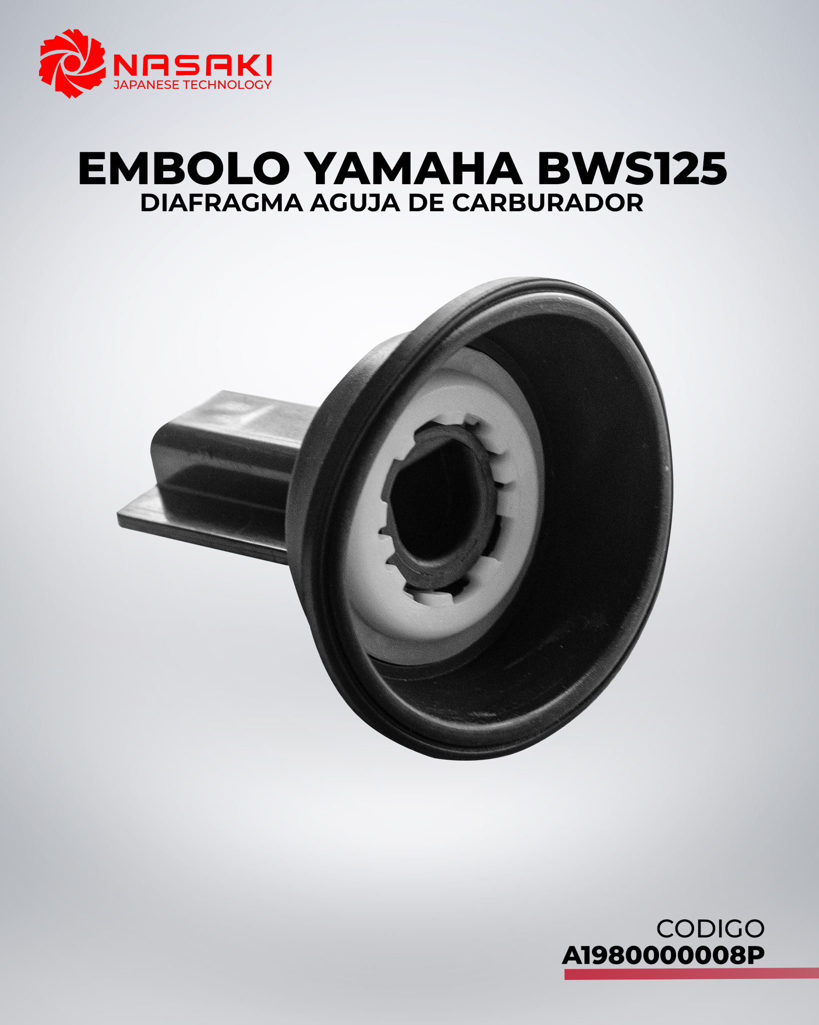 EMBOLO YMH BWS125 4T DIAFRAGMA AGUJA DE CARBURADOR