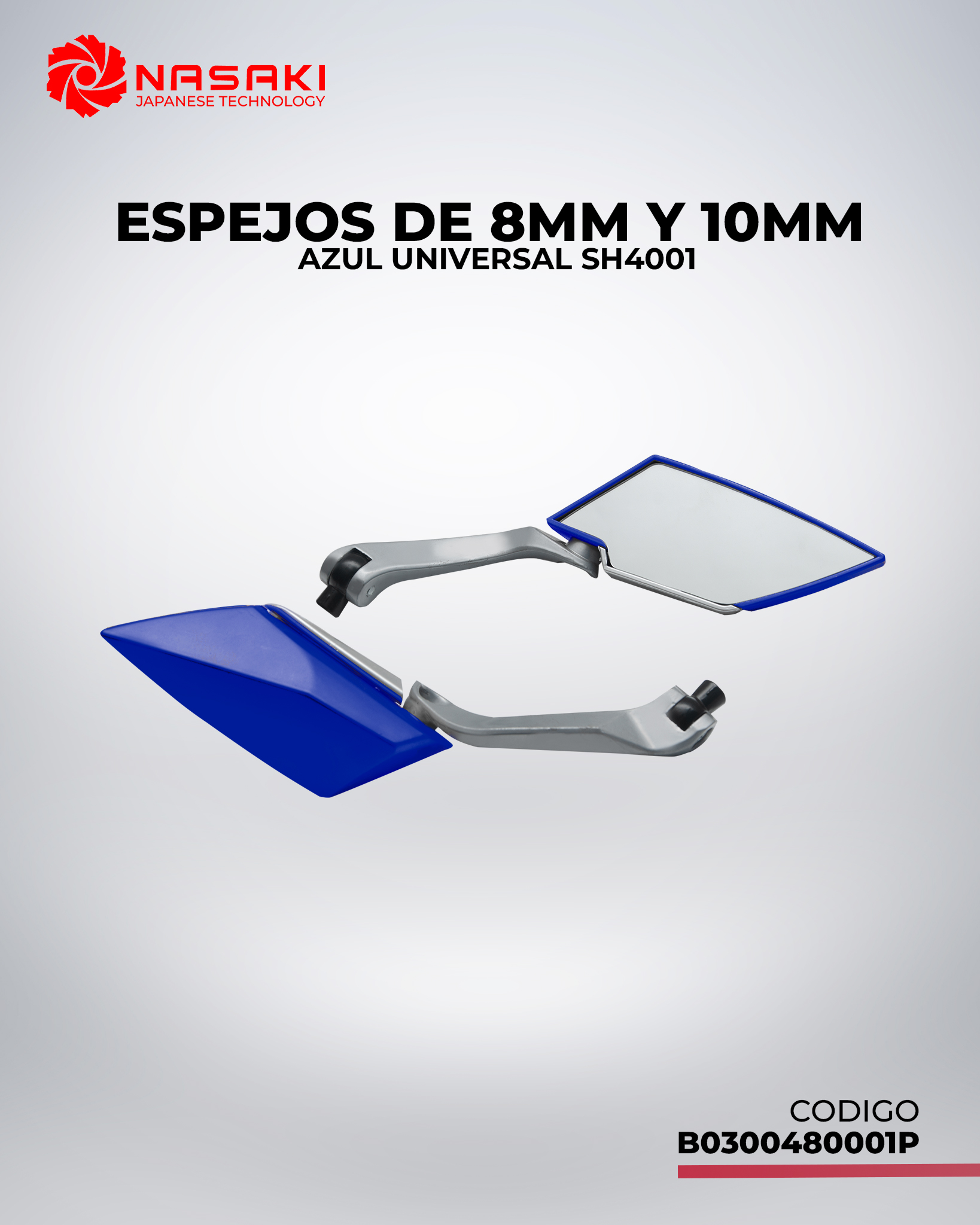 ESPEJO DE 8MM Y 10MM - EN AZUL UNIVERSAL SH4001