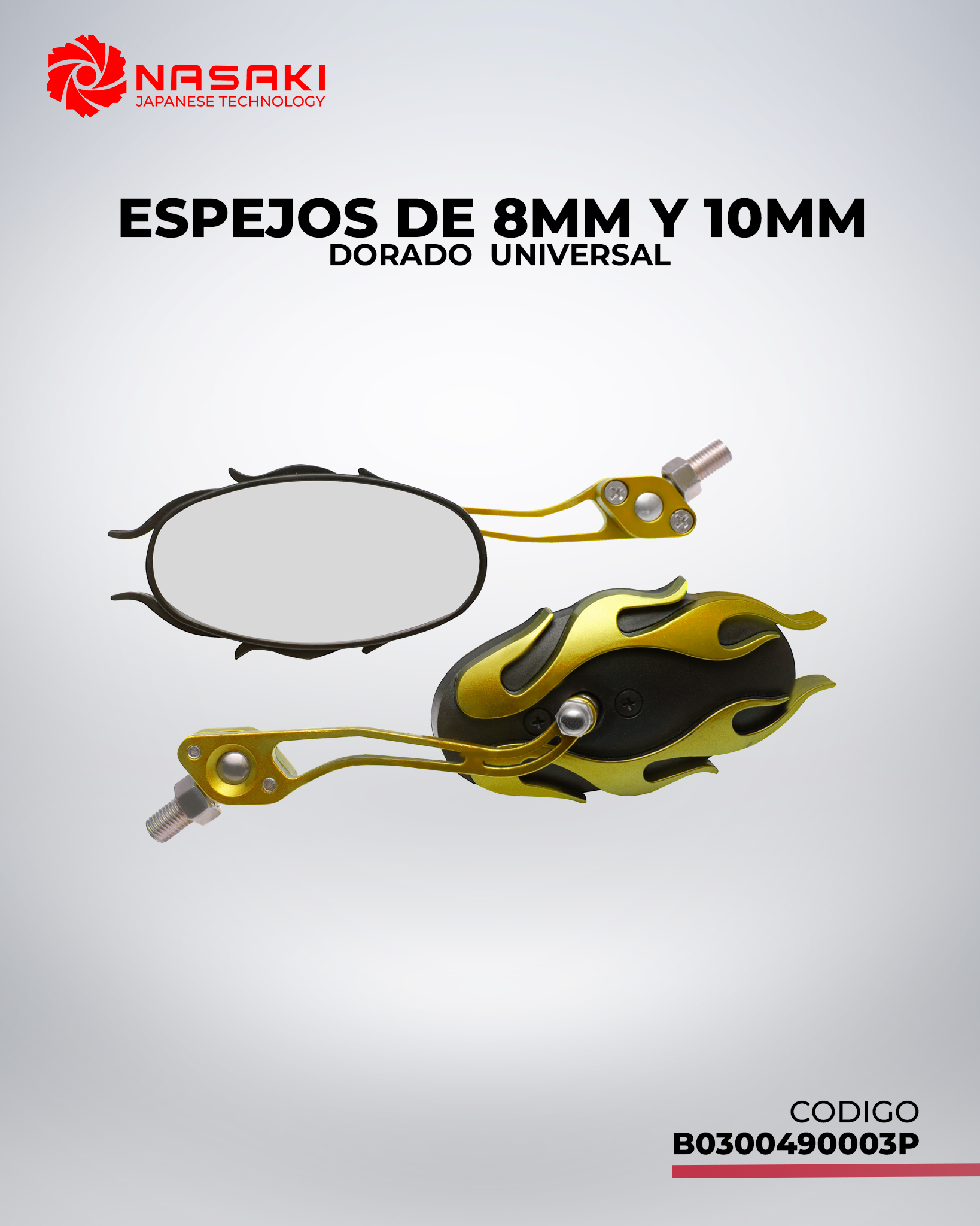 ESPEJO DE 8MM Y 10MM - EN DORADO UNIVERSAL
