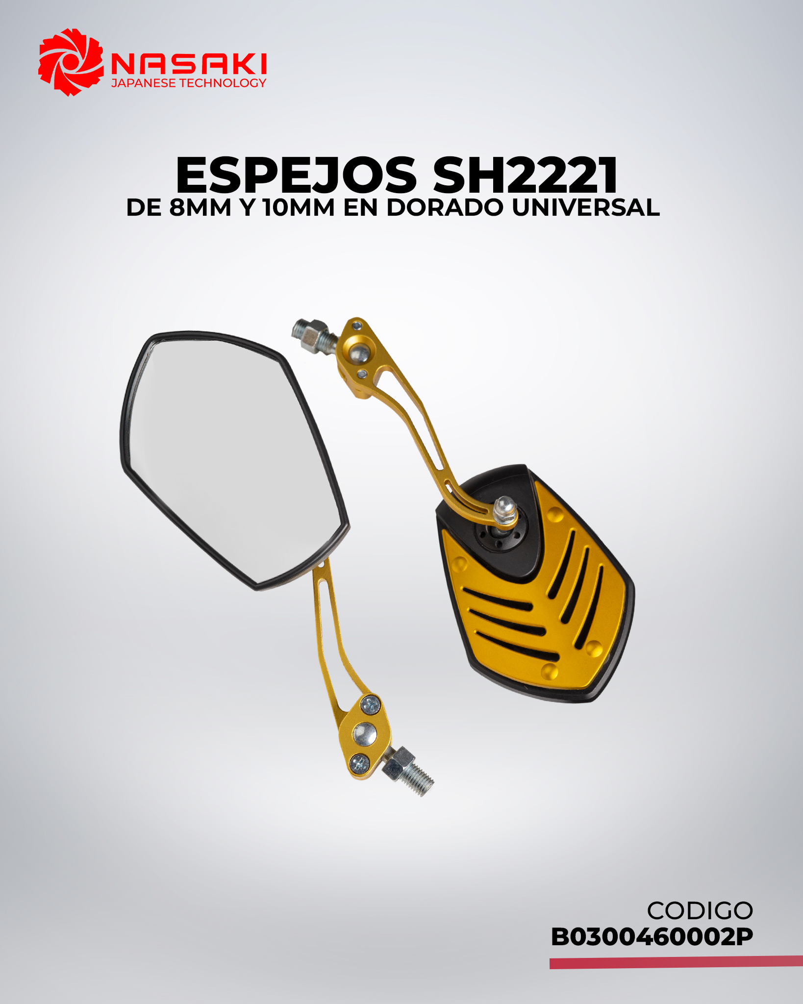 ESPEJO DE 8MM Y 10MM - EN DORADO UNIVERSAL SH2221