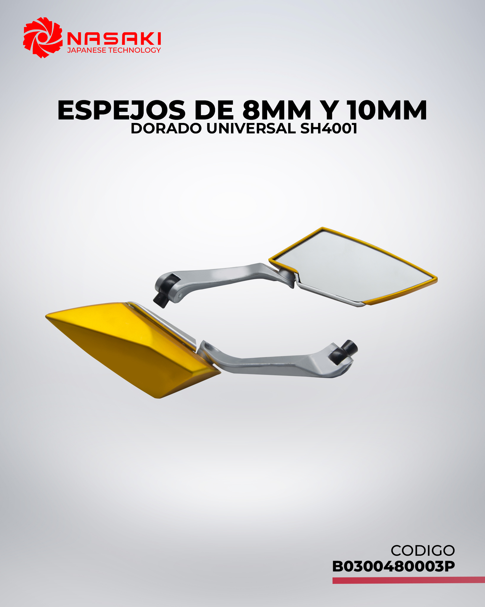 ESPEJO DE 8MM Y 10MM - EN DORADO UNIVERSAL SH4001