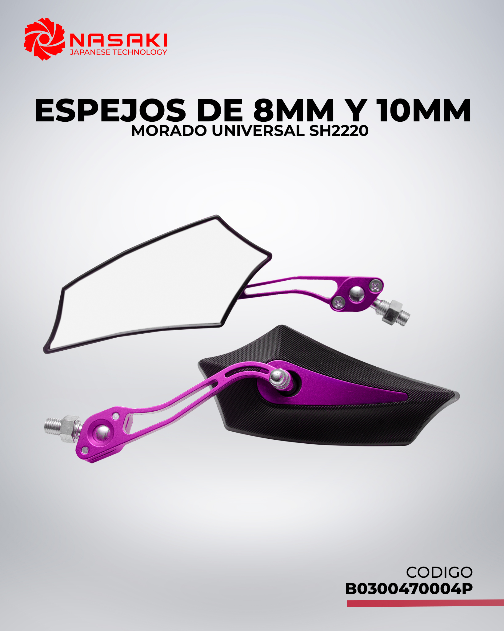 ESPEJO DE 8MM Y 10MM - EN MORADO UNIVERSAL SH2220