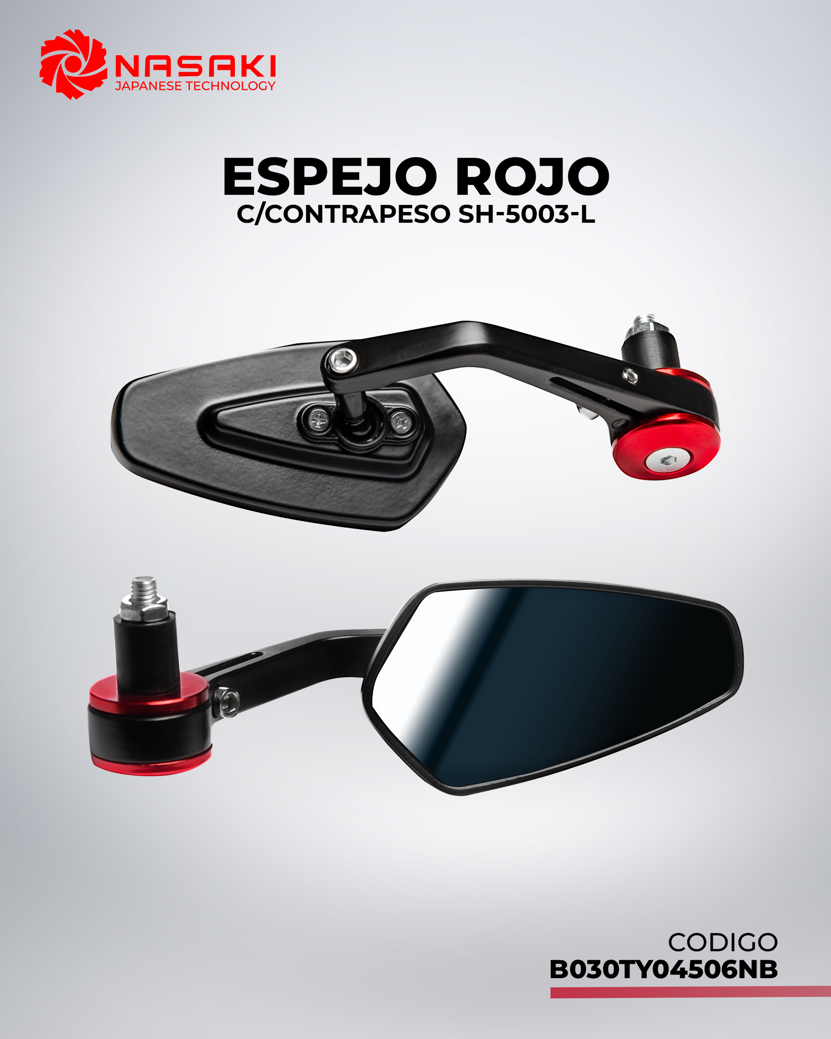 ESPEJO NEGRO  C/CONTRAPESO SH-5003-L