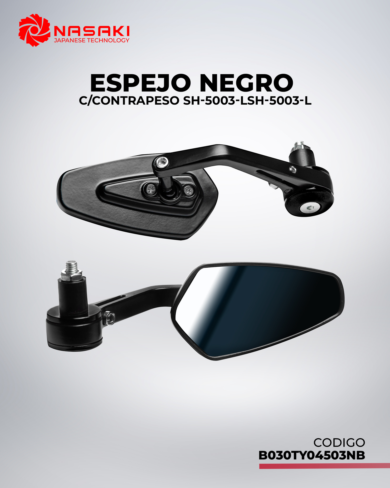 ESPEJO NEGRO  C/CONTRAPESO SH-5003-LSH-5003-L