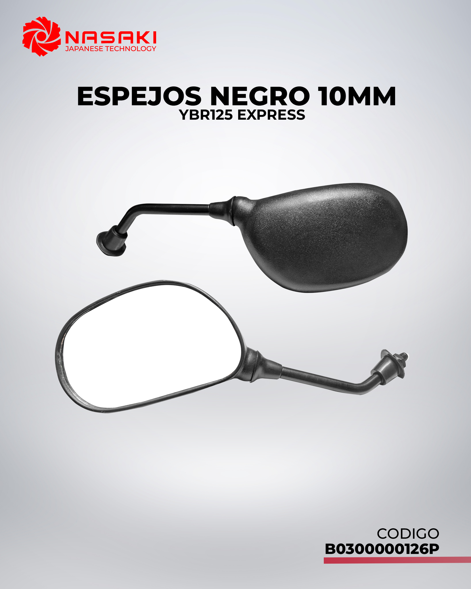 ESPEJO NEGRO 10mm YBR125 EXPRESS