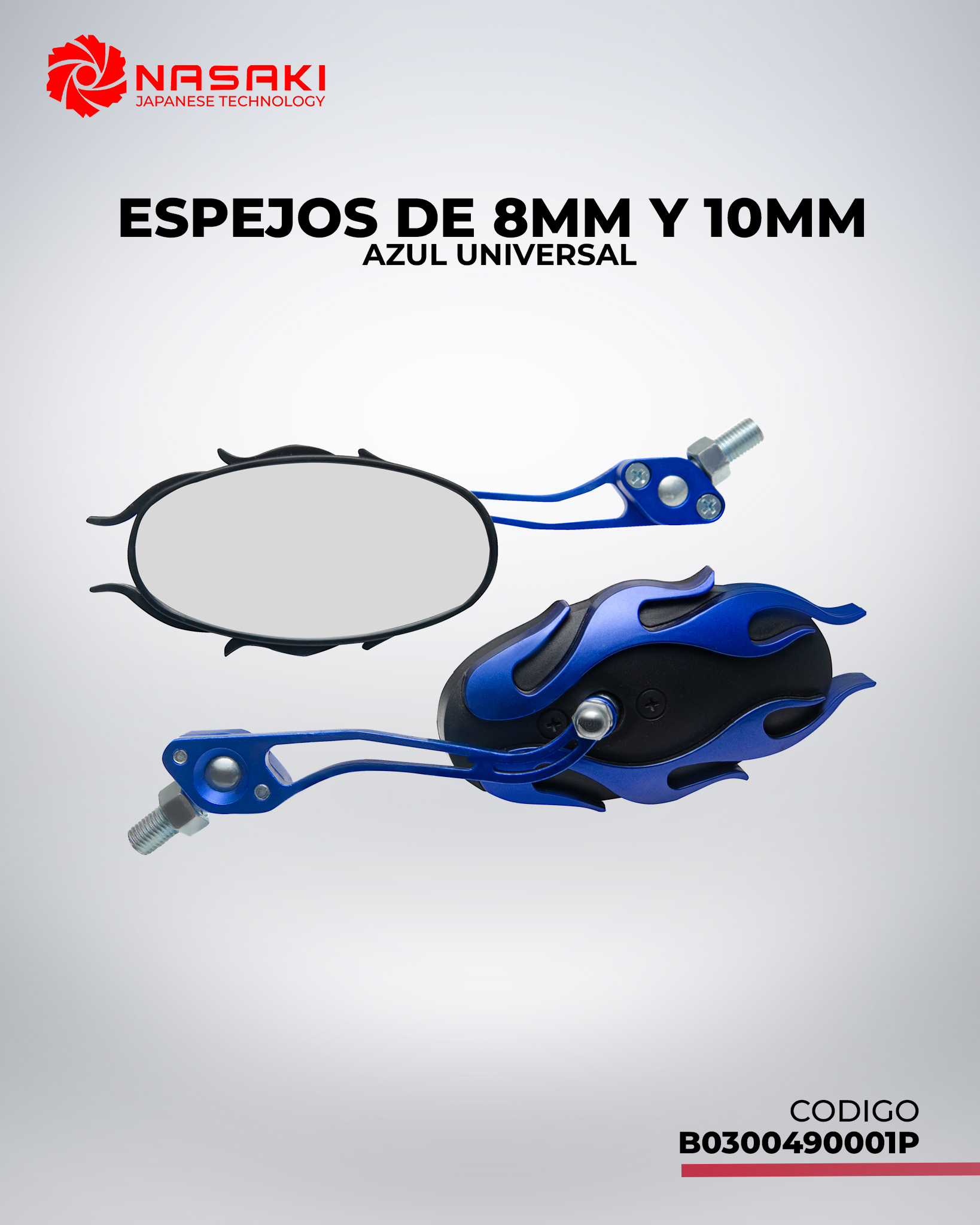 ESPEJOS DE 8MM Y 10MM - EN AZUL UNIVERSAL