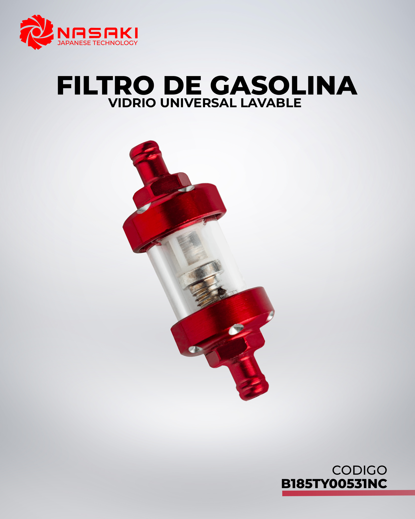 FILTRO DE GASOLINA VIDRIO UNIVERSAL LAVABLE
