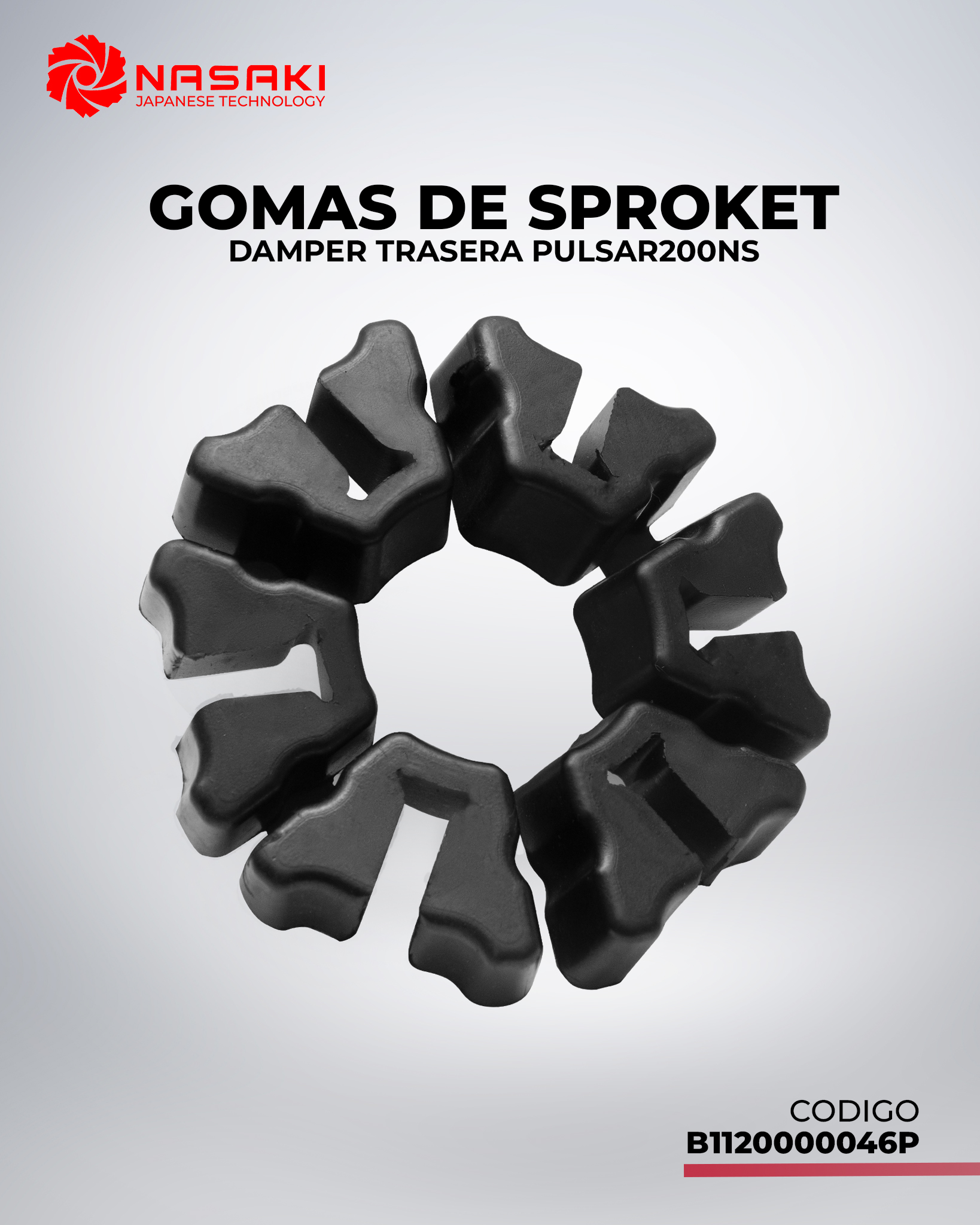 GOMAS DE SPROKET (DAMPER) TRASERA PULSAR200NS