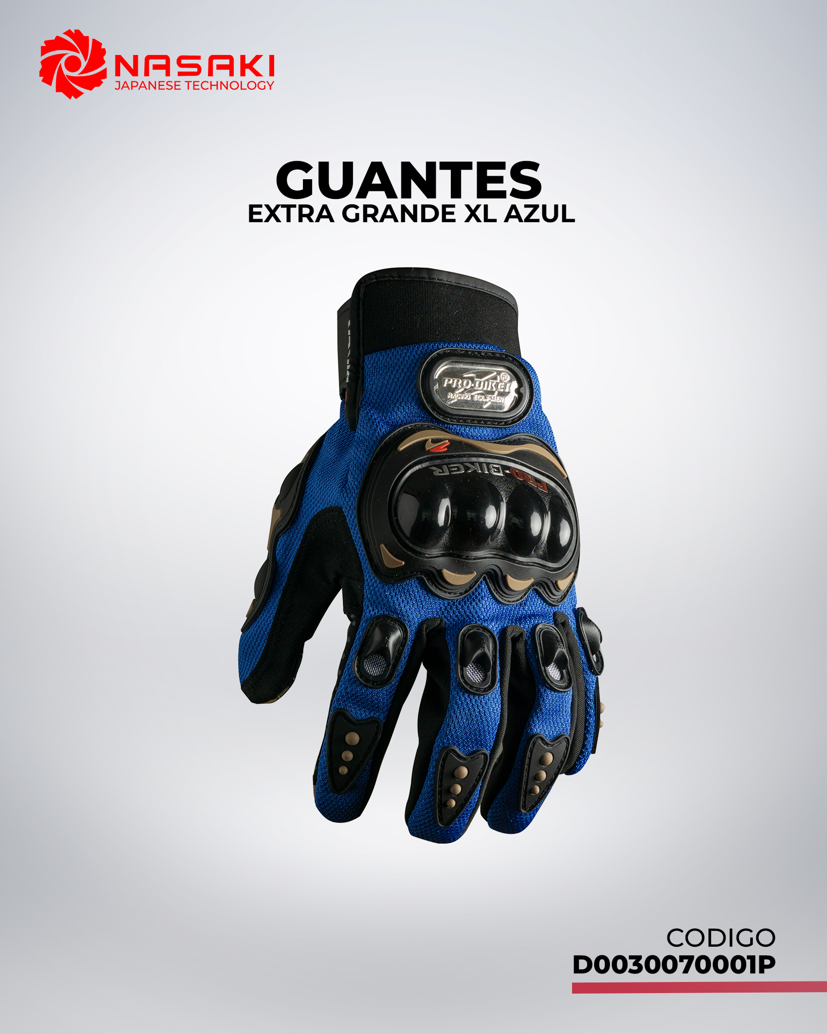 GUANTES COMPLETOS  EXTRA GRANDE  AZUL XL