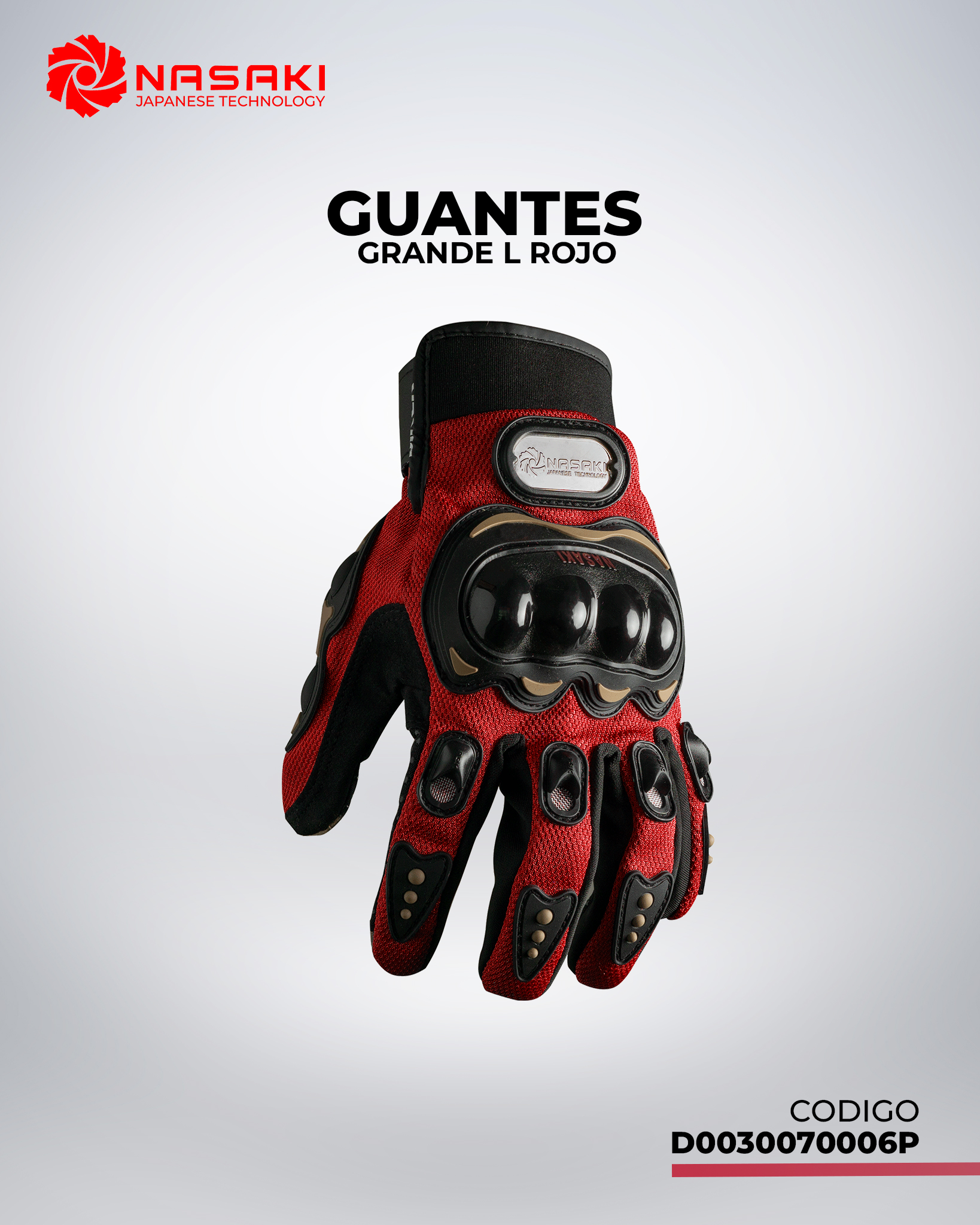 GUANTES COMPLETOS  EXTRA GRANDE ROJO L