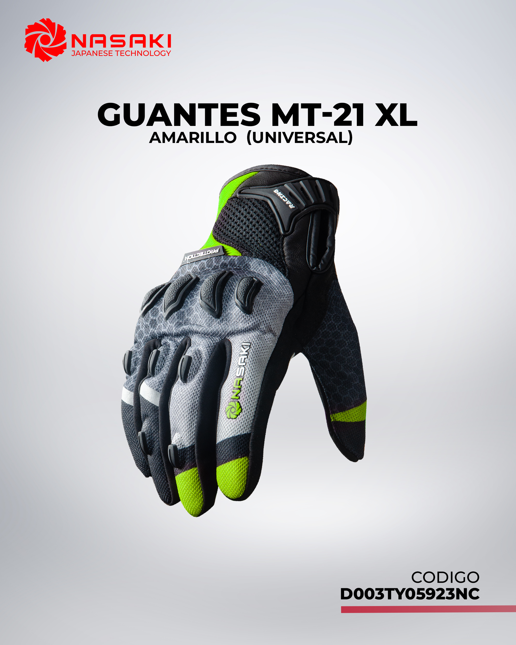 GUANTES MT-21 AMARILLO XL
