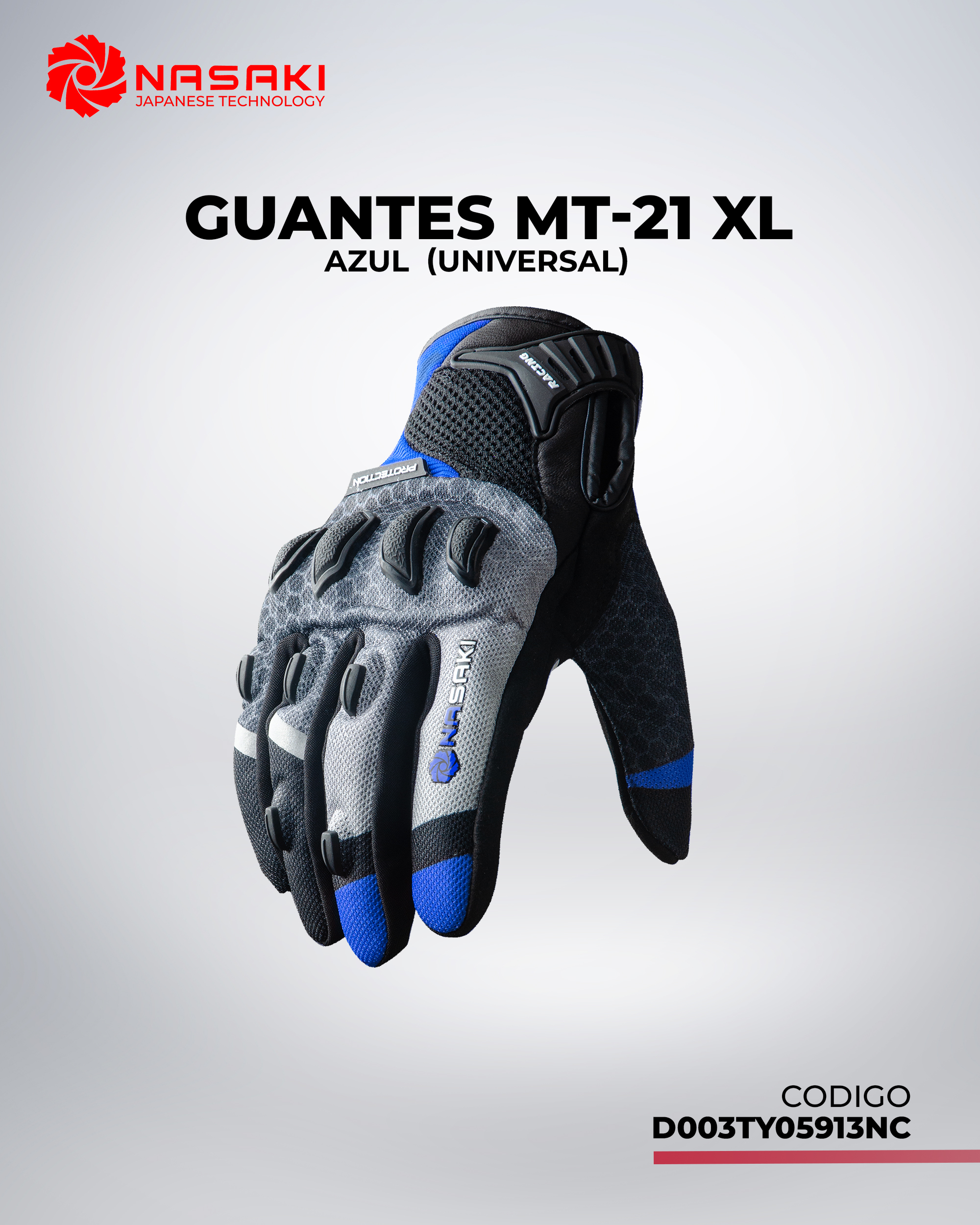 GUANTES MT-21 AZUL XL