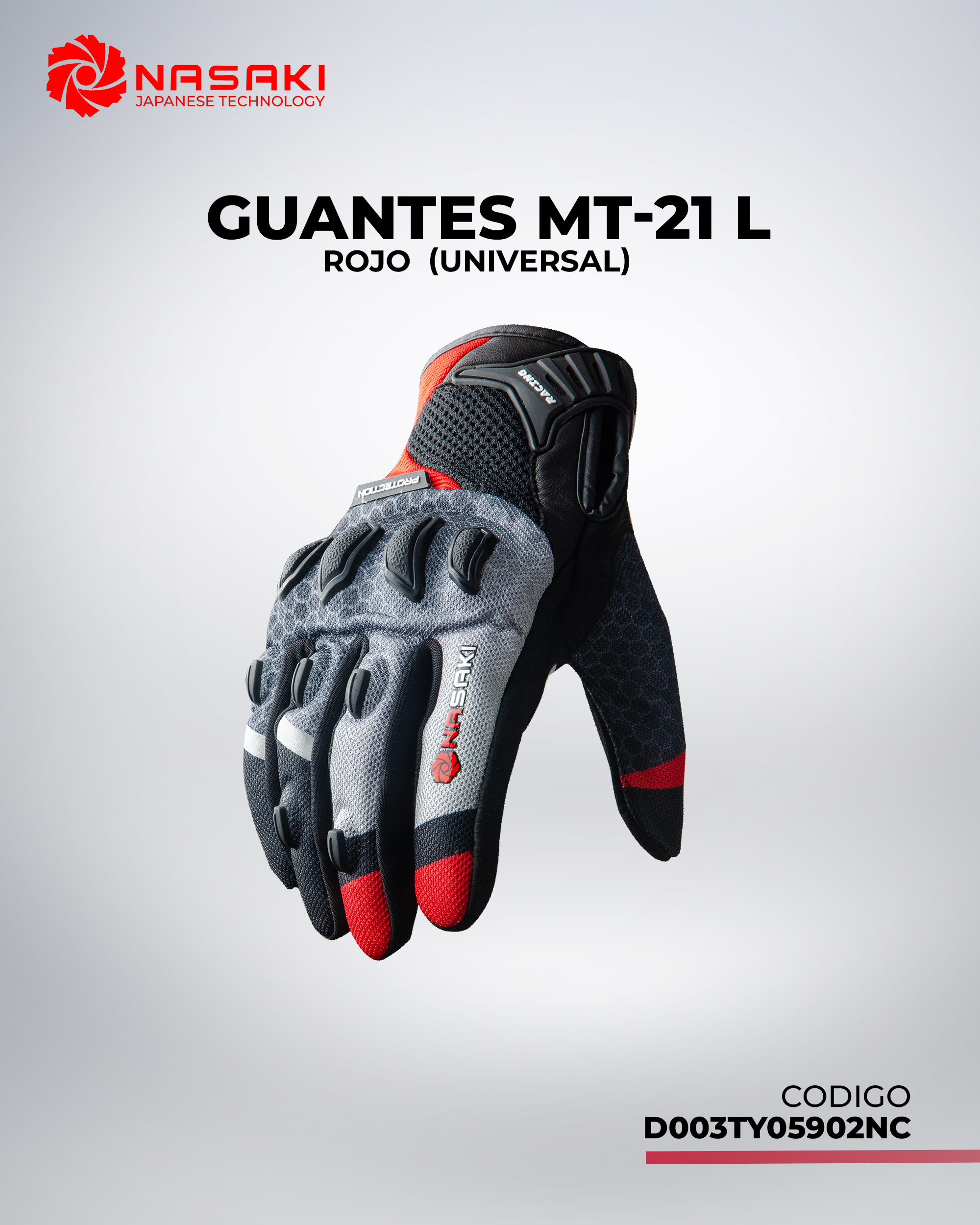 GUANTES MT-21 ROJO L