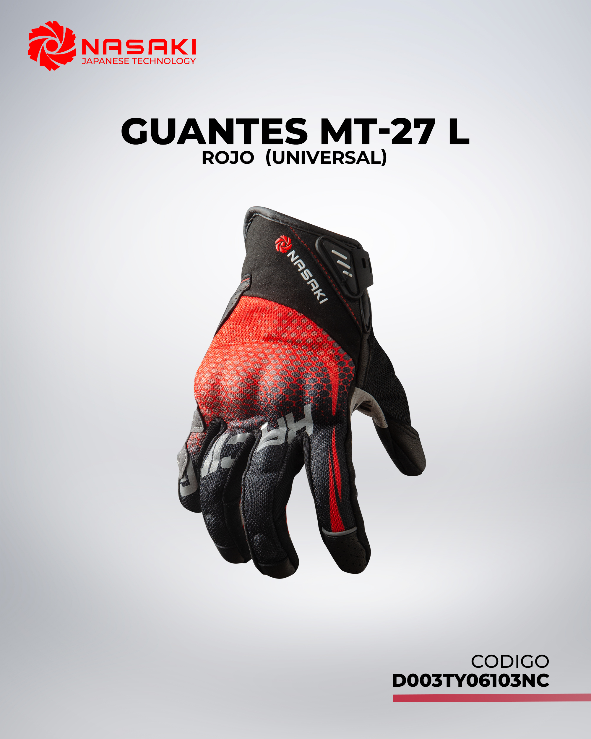 GUANTES MT-27 ROJO L