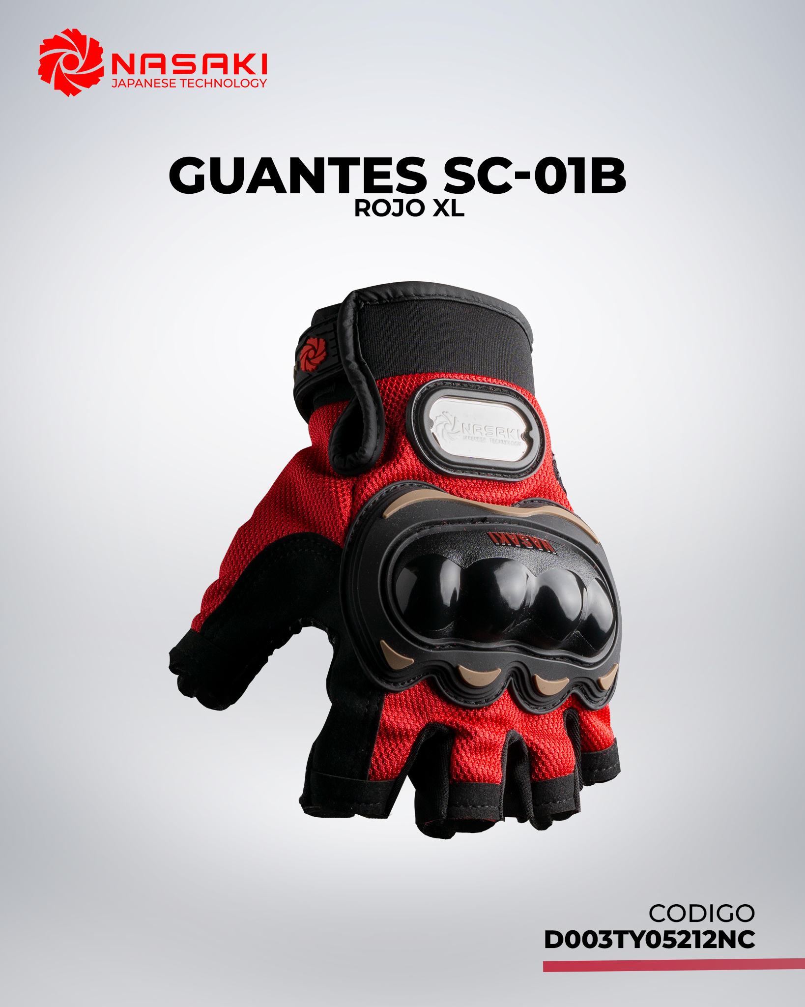 GUANTES SC-01B ROJO XL