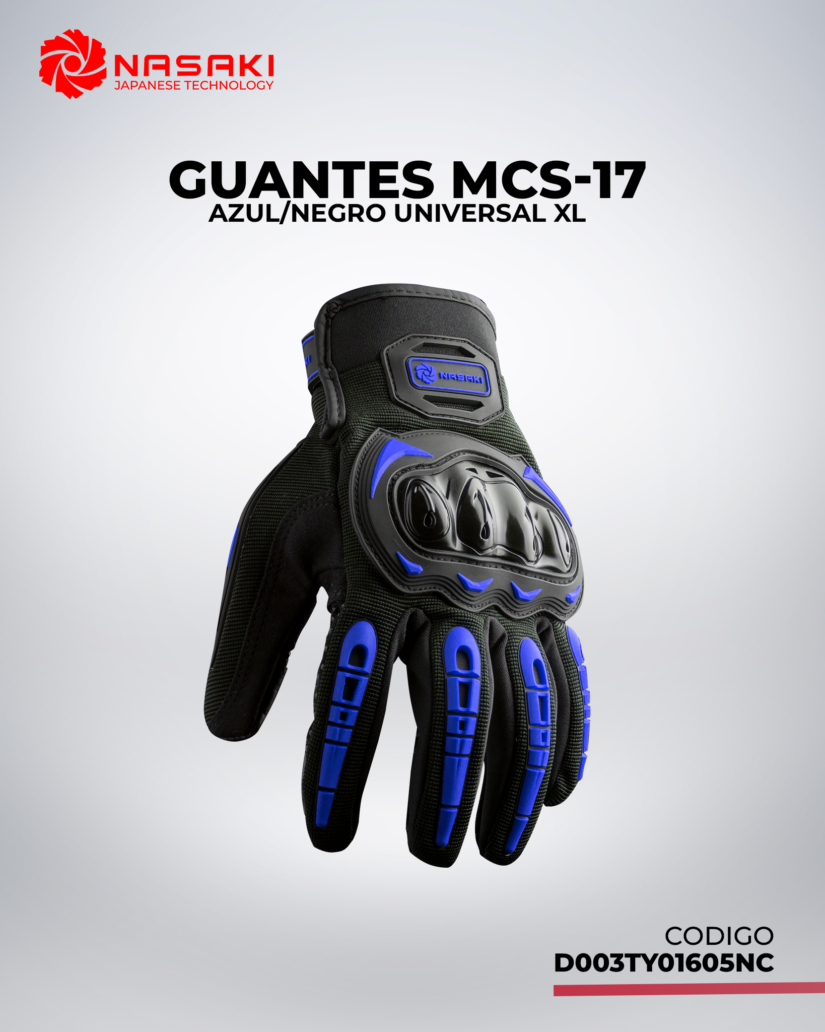 GUANTES XL  MCS-17 AZUL/NEGRO