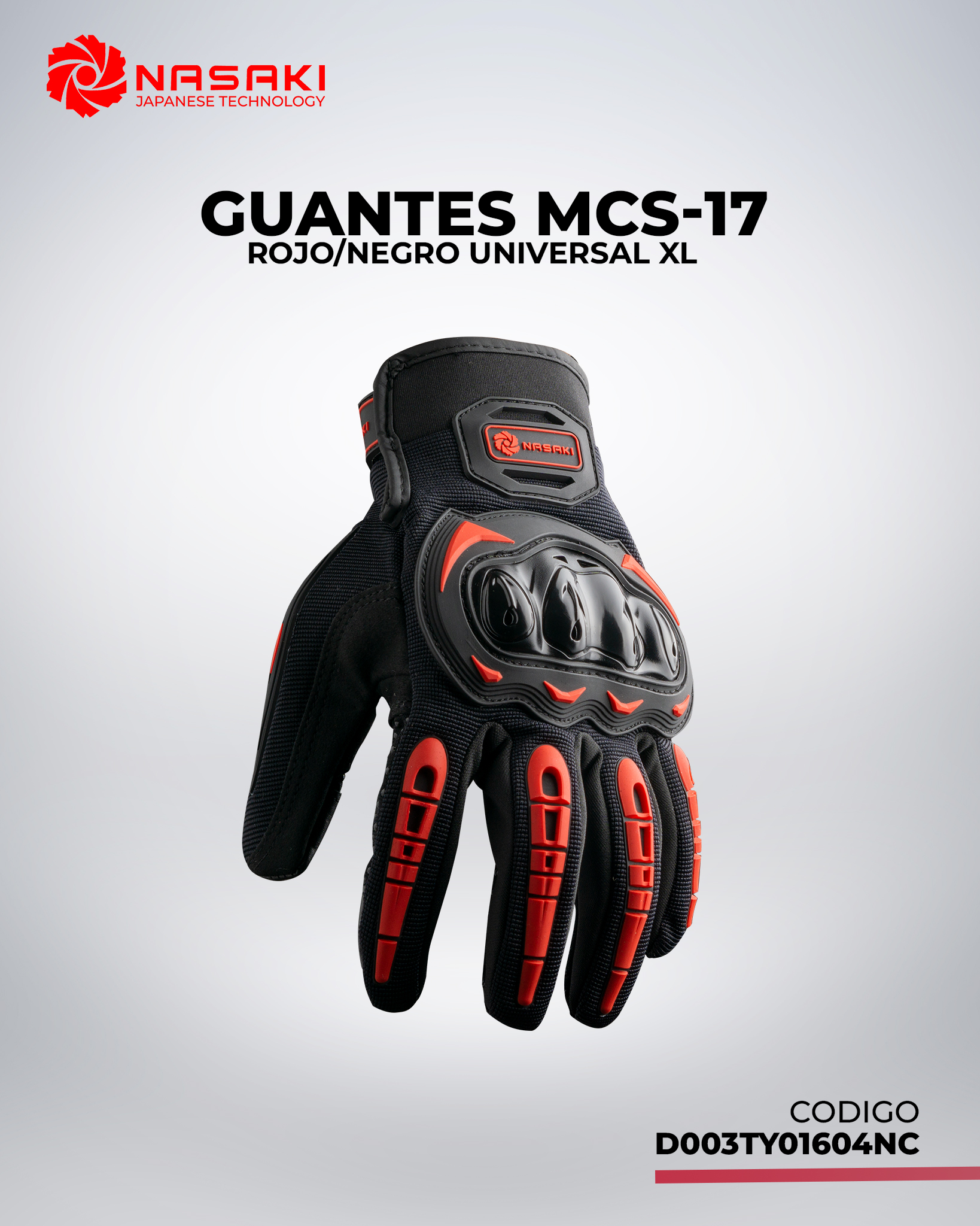 GUANTES XL  MCS-17 ROJO/NEGRO