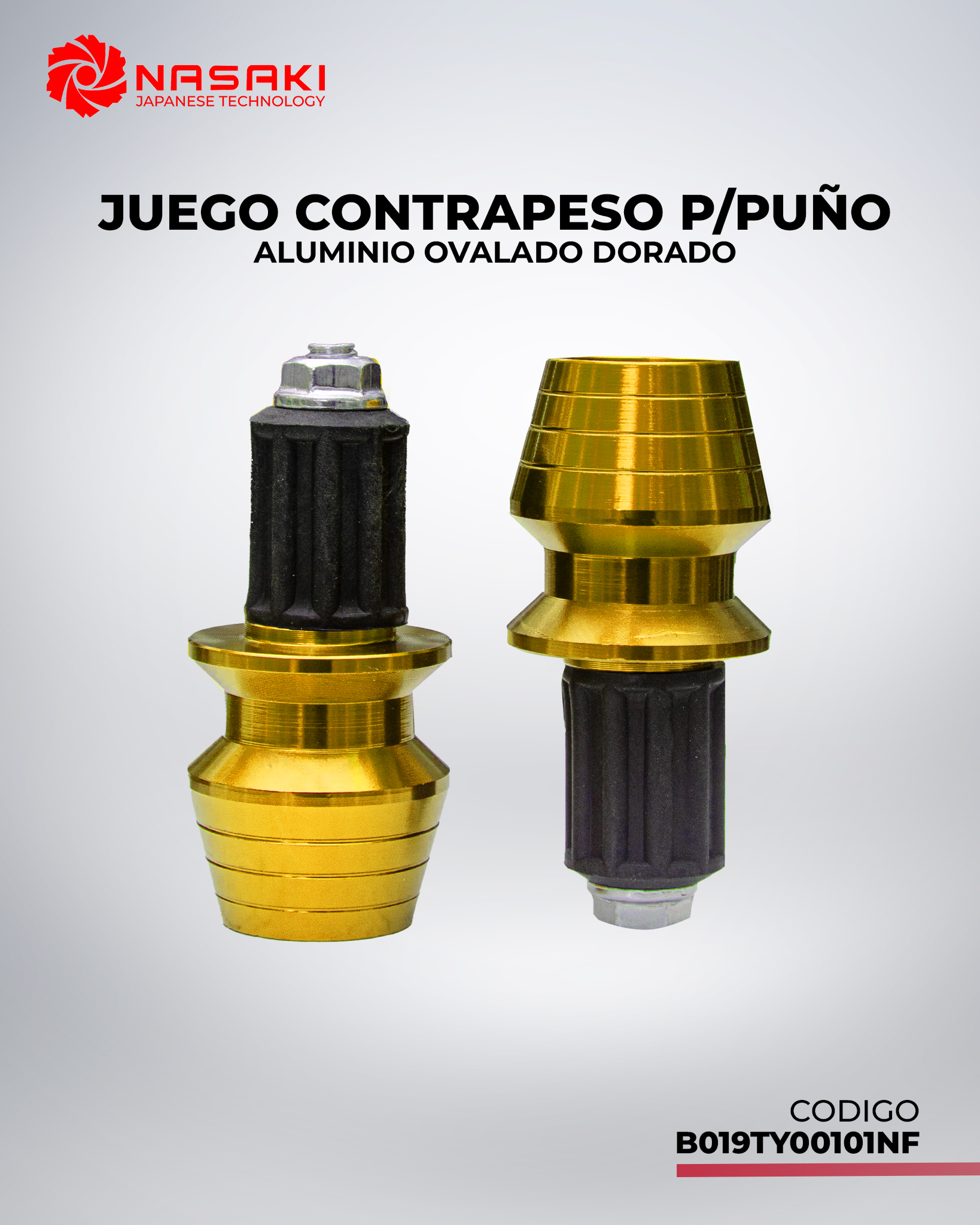 JUEGO CONTRAPESO P/PUÑO ALUMINIO OVALADO DORADO