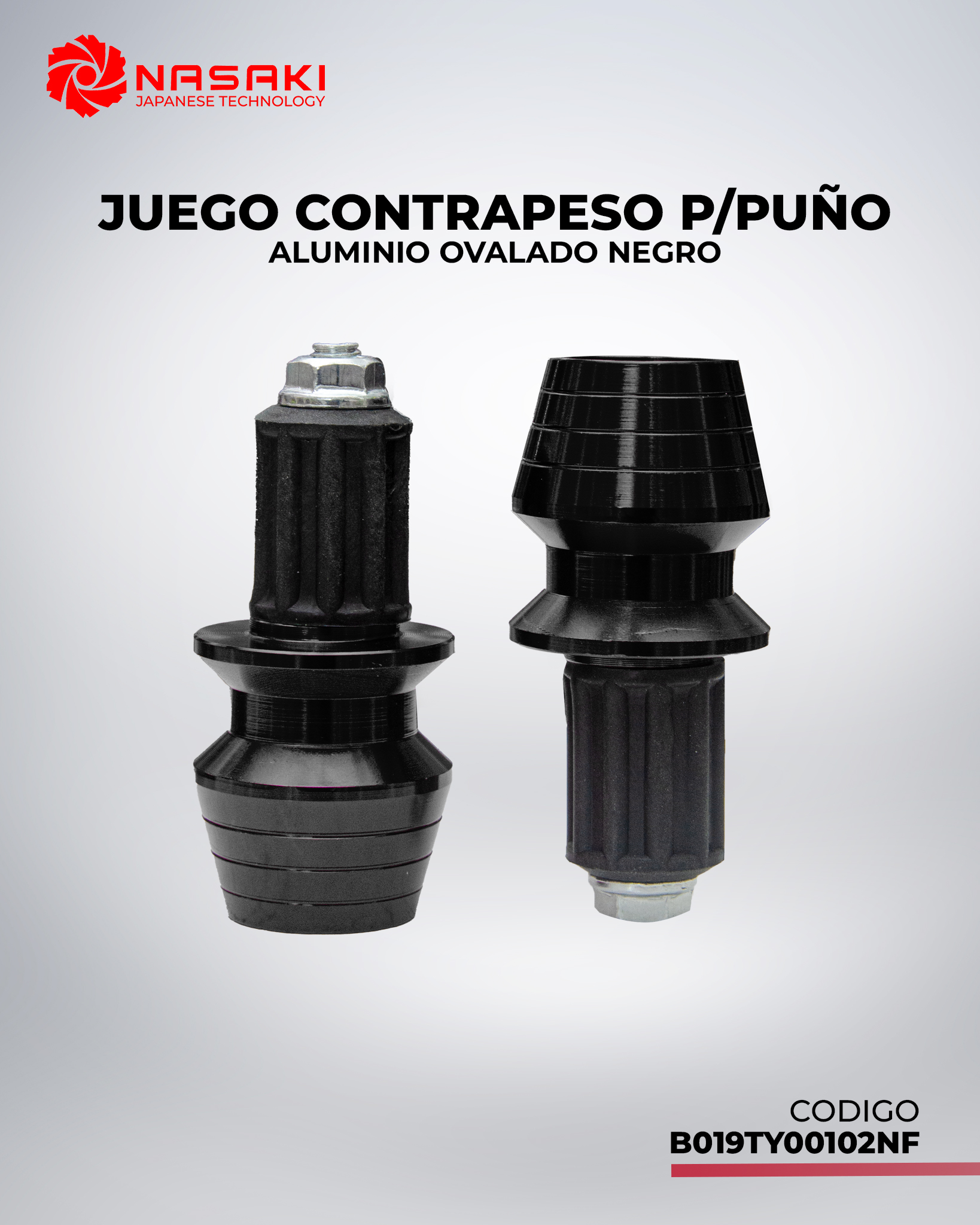 JUEGO CONTRAPESO P/PUÑO ALUMINIO OVALADO NEGRO