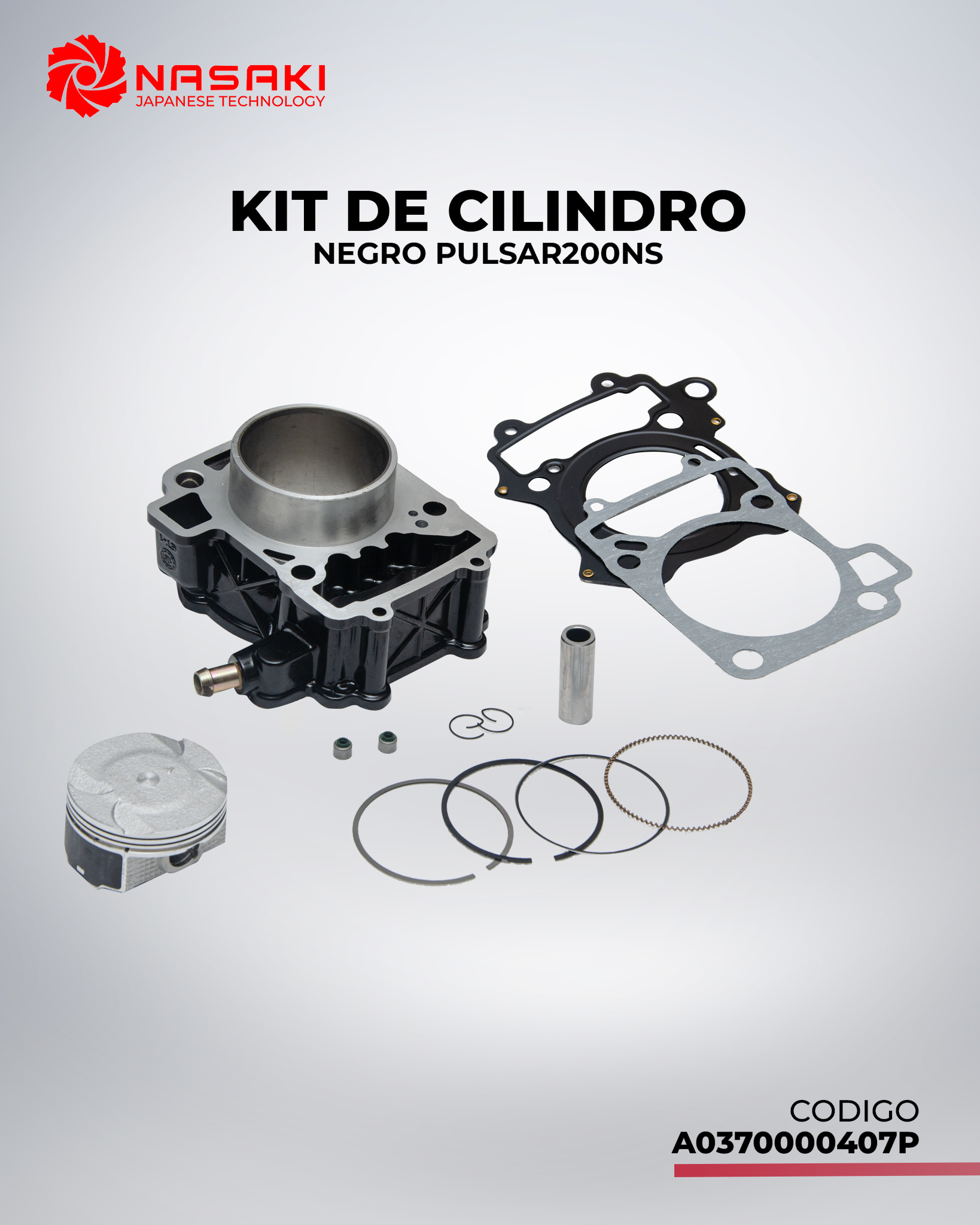 KIT DE CILINDRO NEGRO PULSAR200NS