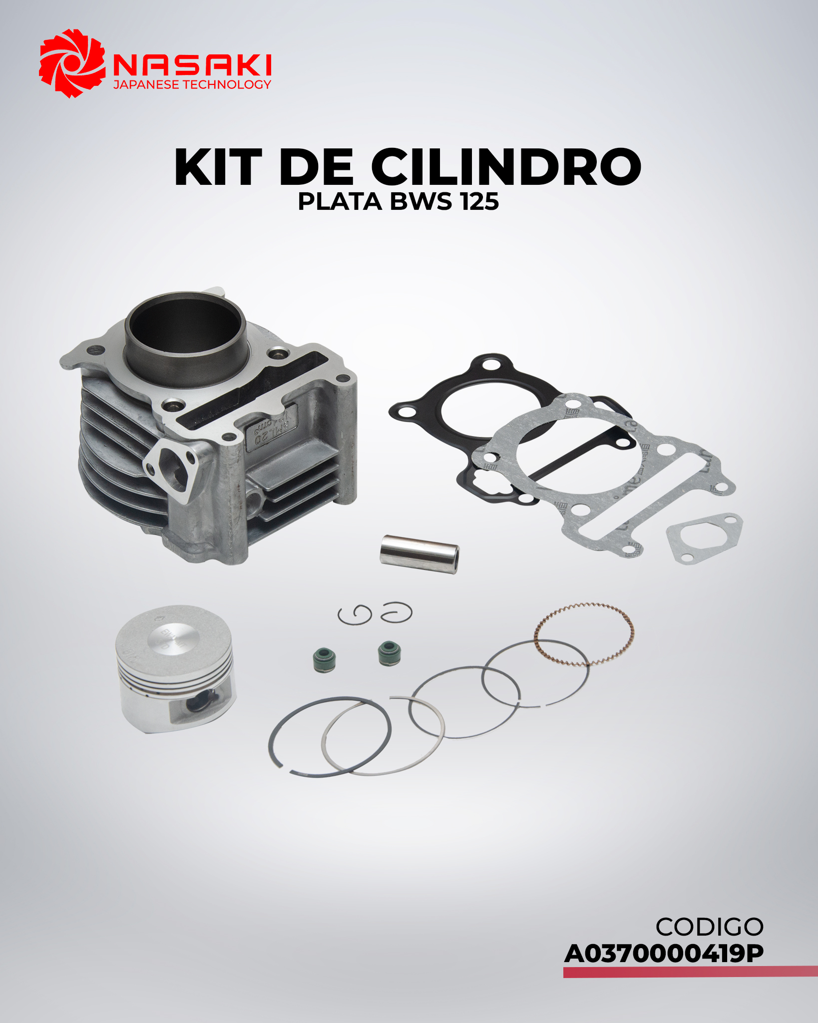 KIT DE CILINDRO PLATA BWS 125