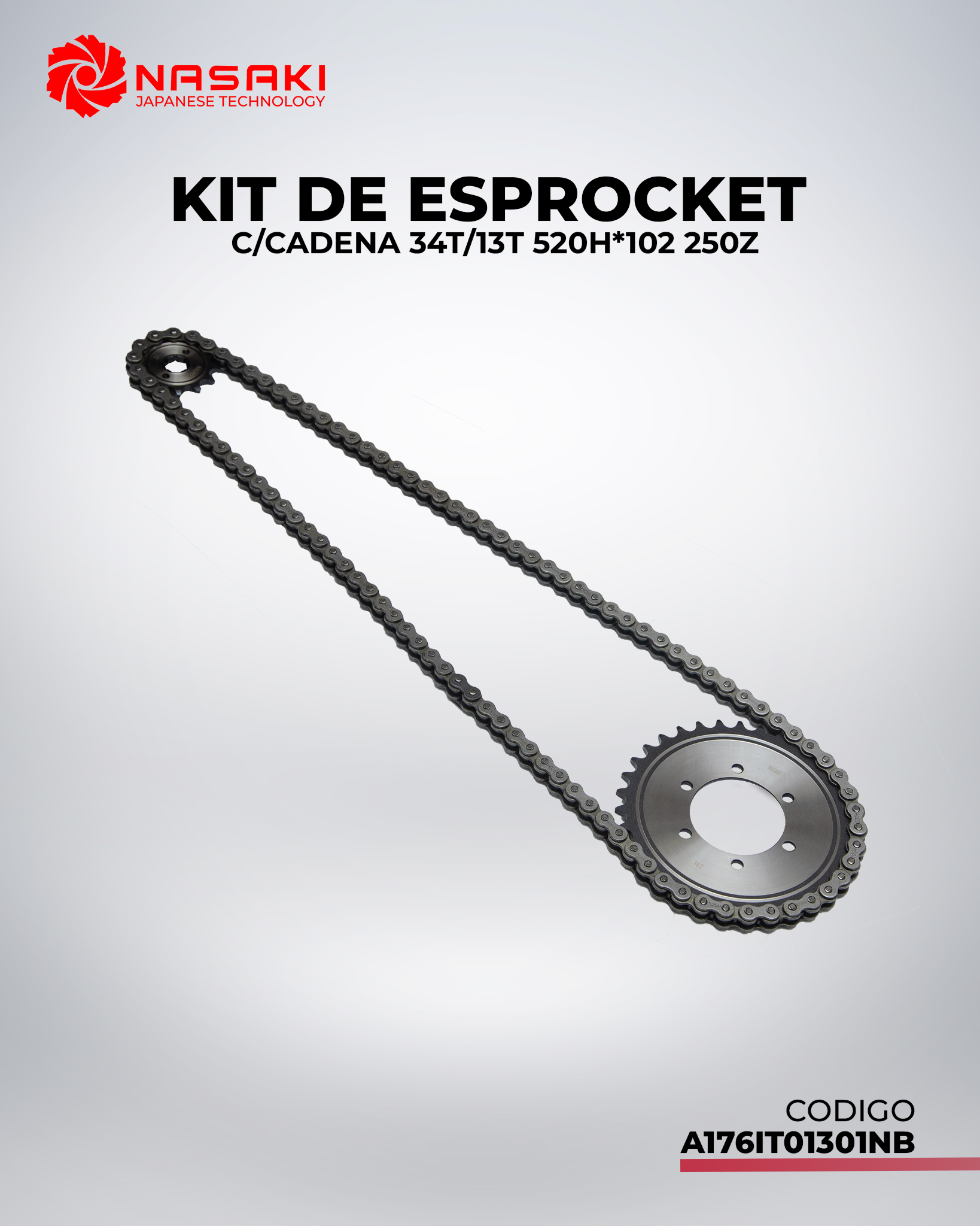 KIT DE SPROCKET C/CADENA  34T/13T 520H*102 250Z