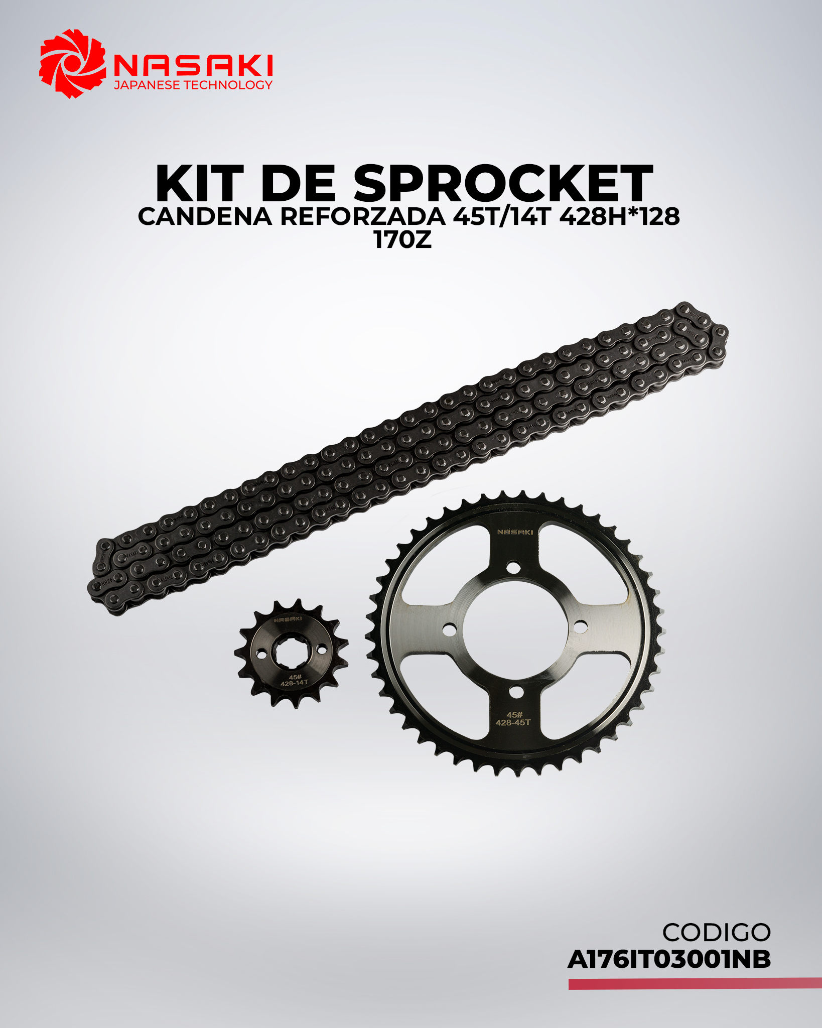 KIT DE SPROCKET CANDENA REFORZADA 45T/14T 428H*128 170Z