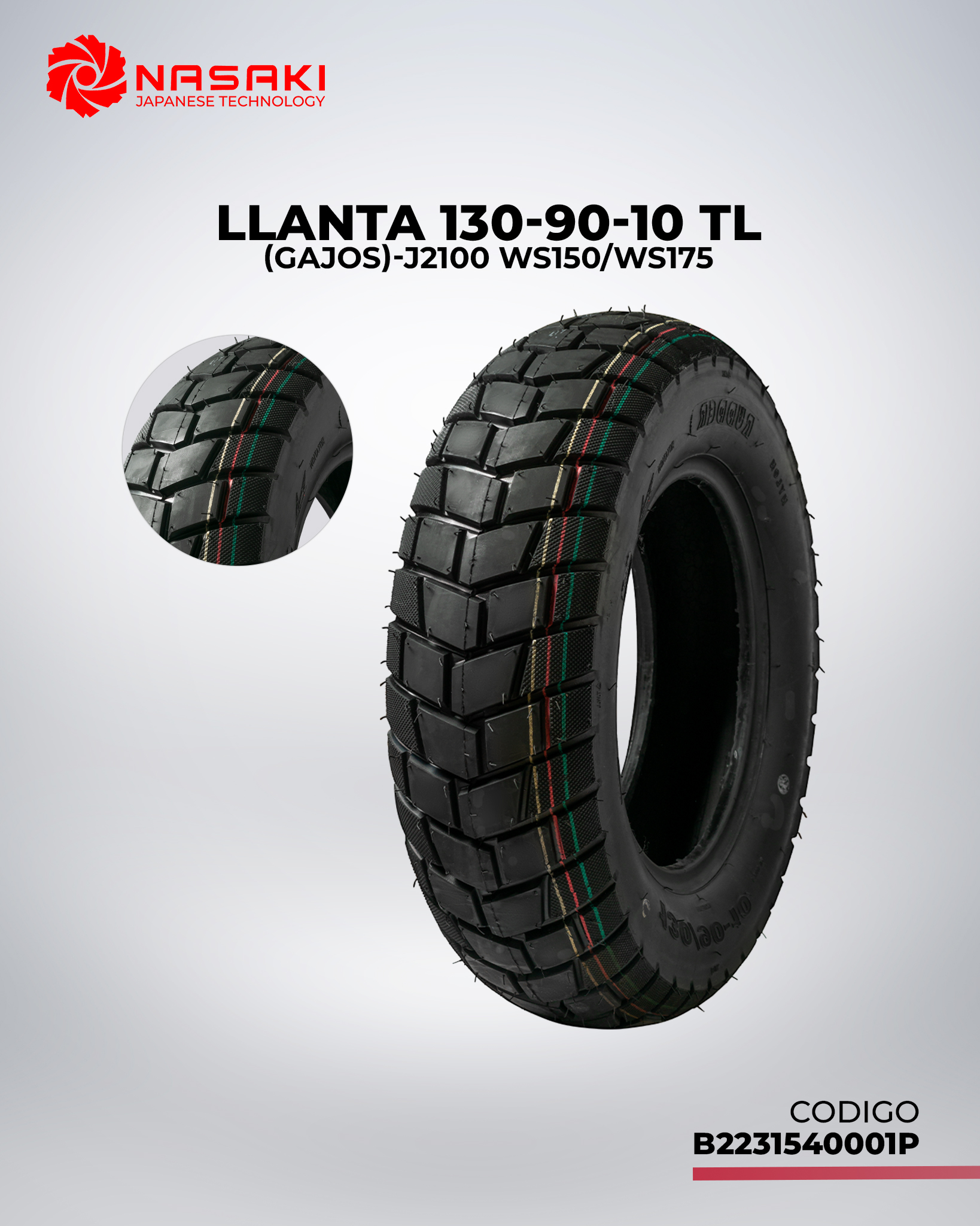 LLANTA 130-90-10 TL-J2100 OFERTA