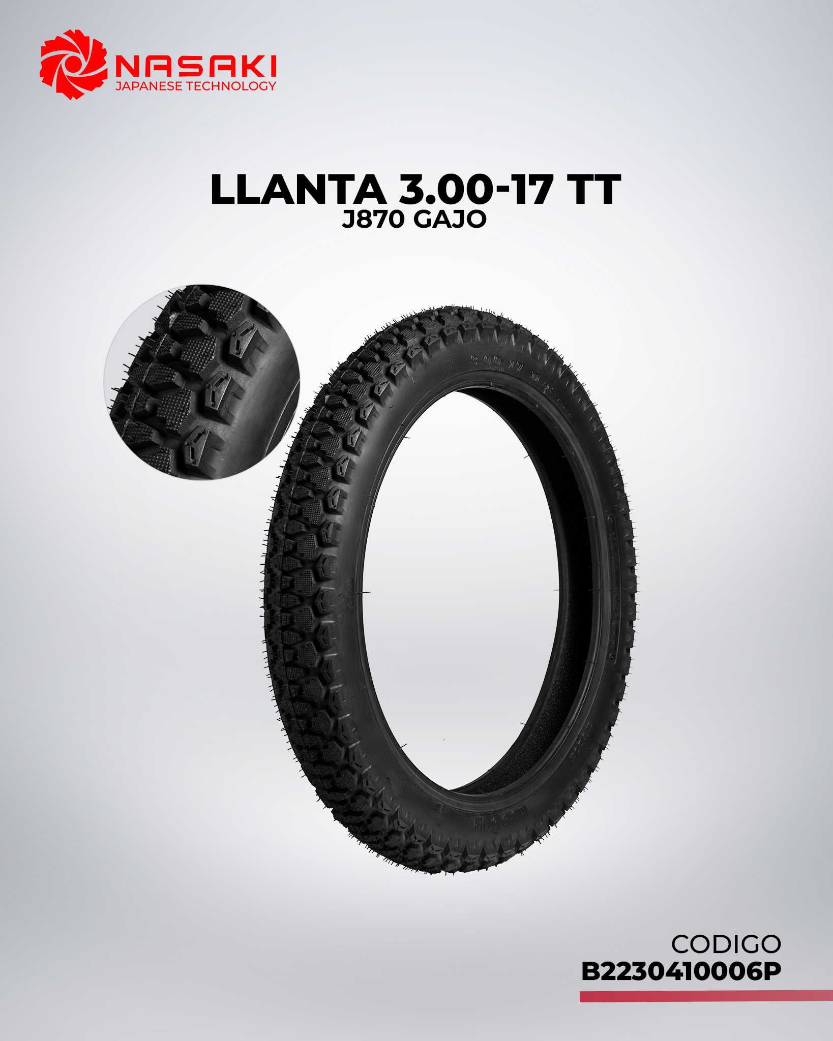 LLANTA 3.00-17 TT J870