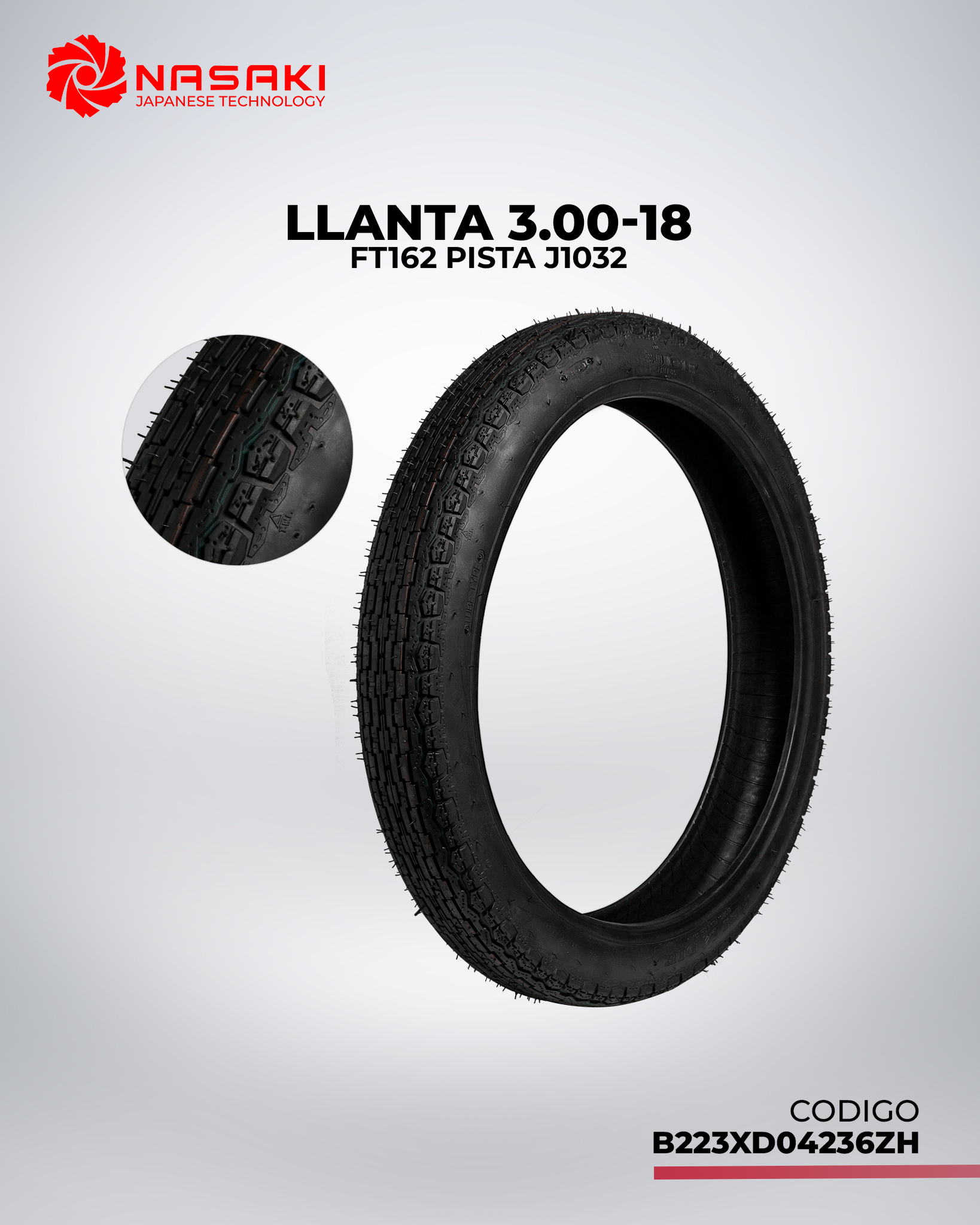 LLANTA 3.00-18 FT162 PISTA J1032