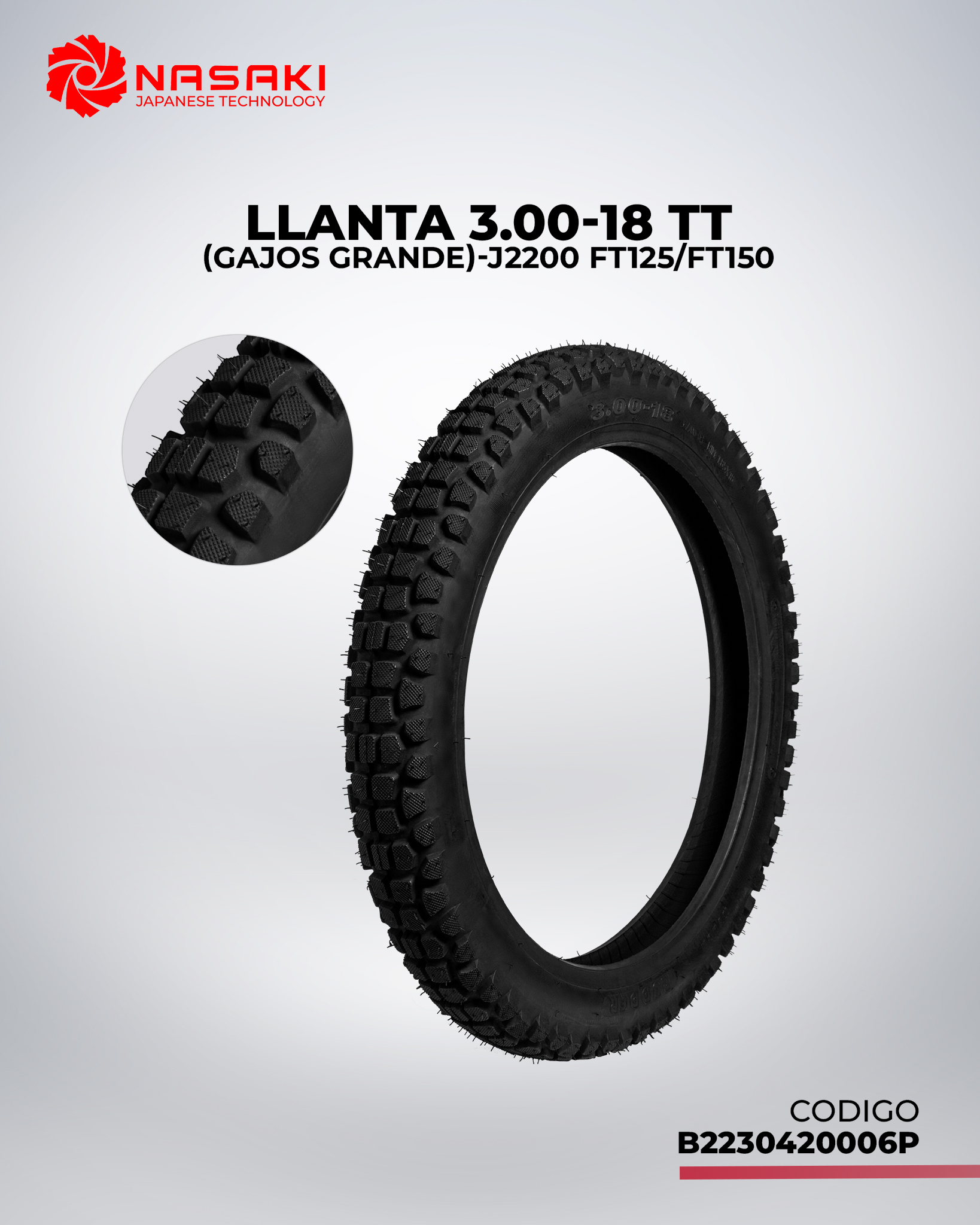 LLANTA 3.00-18 TT-J2200
