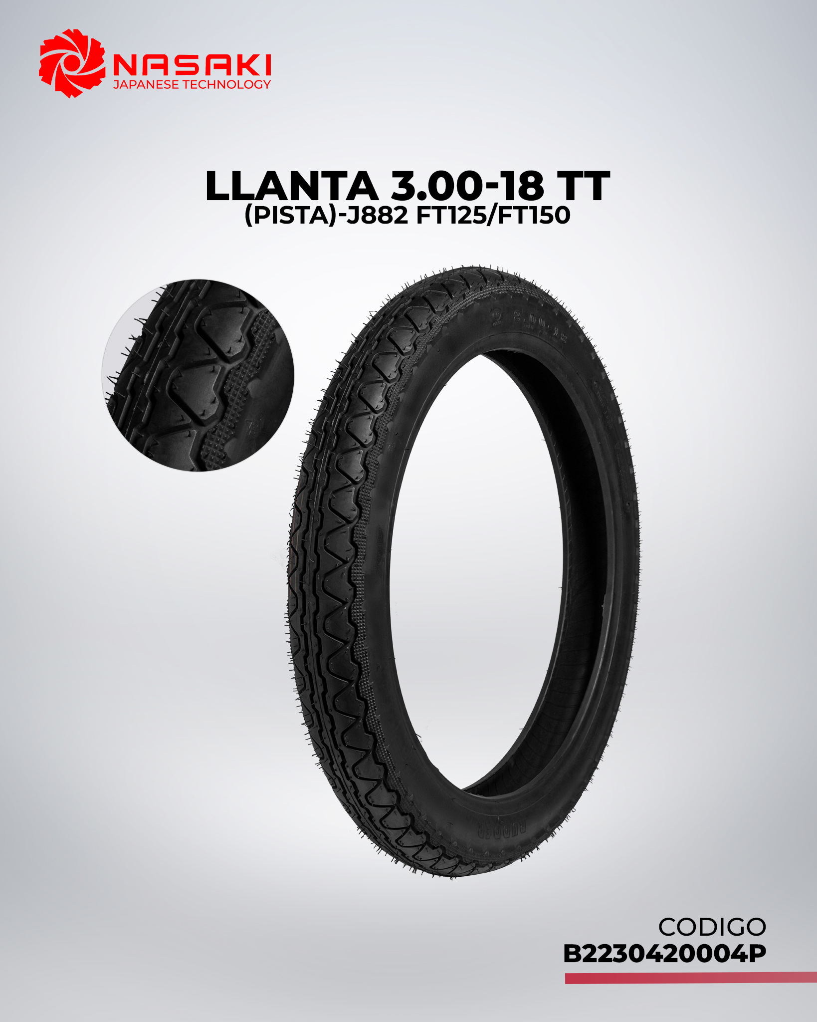 LLANTA 3.00-18 TT-J882