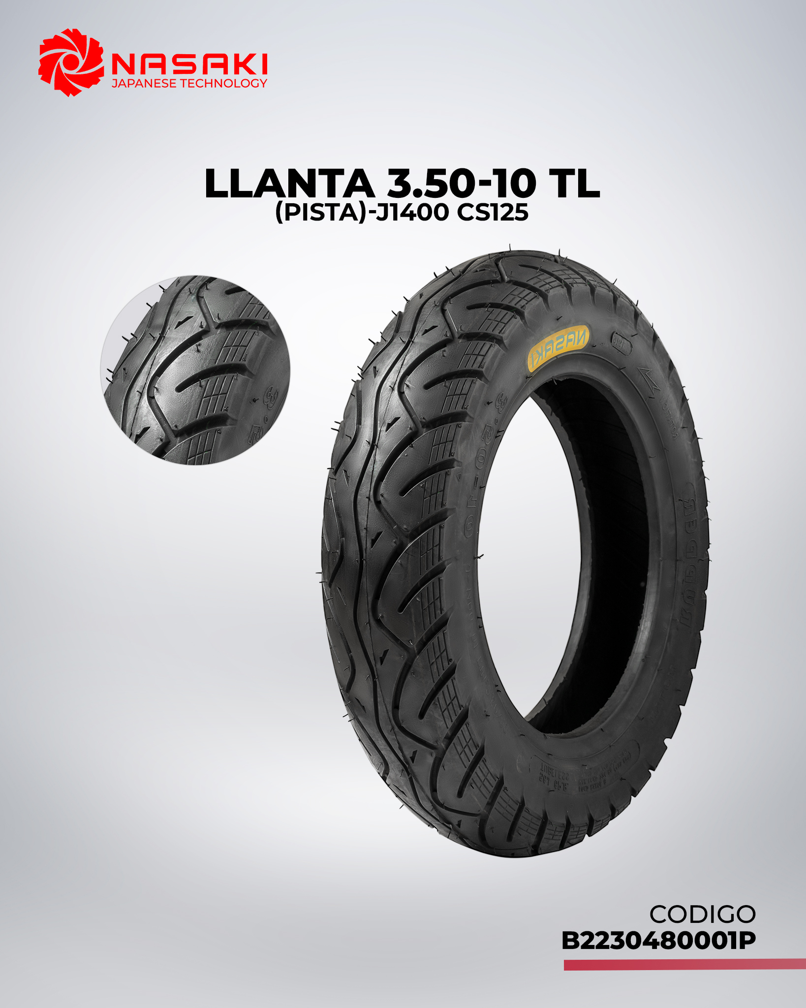 LLANTA 3.50-10 TL-J1400 OFERTA