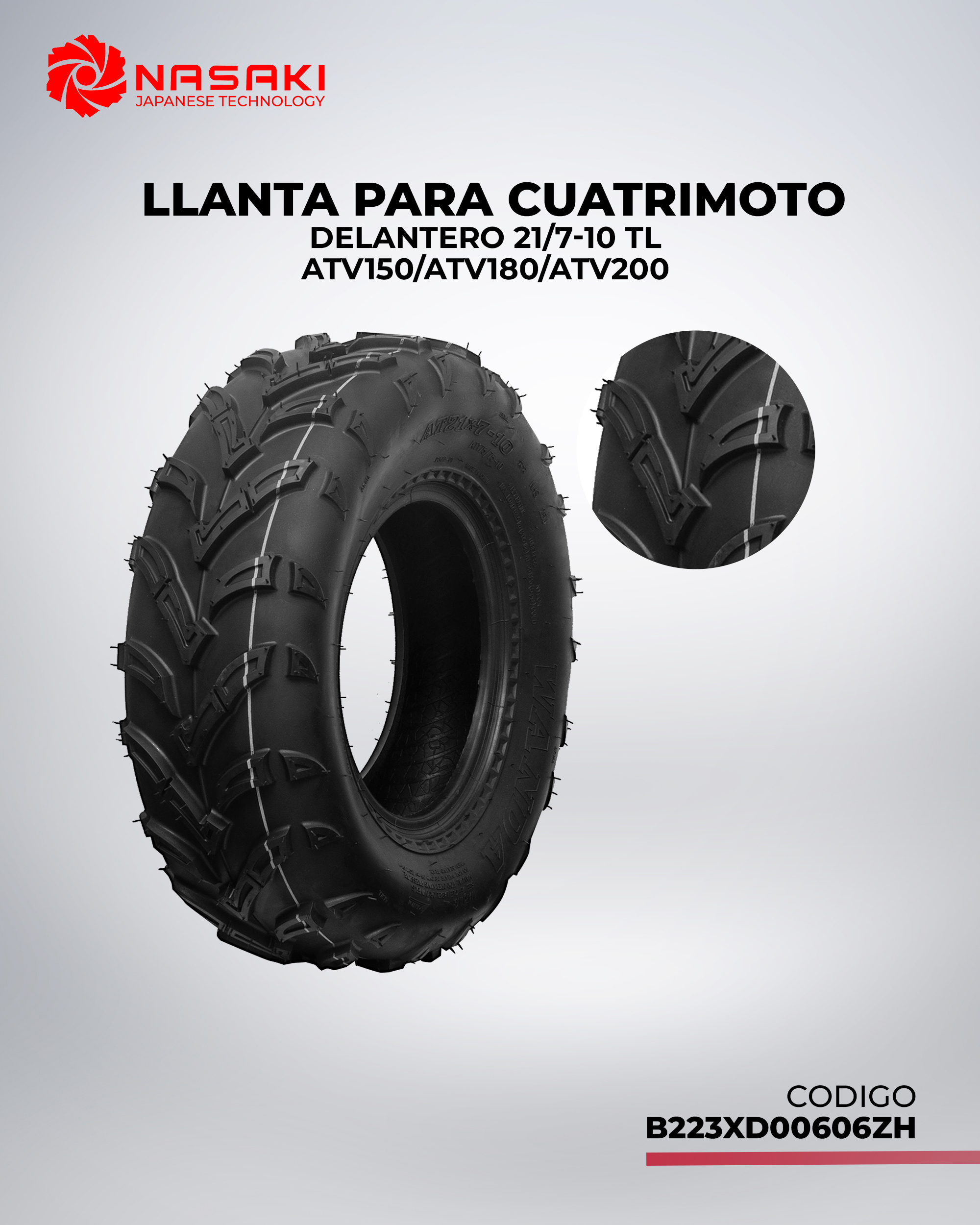 LLANTA PARA CUATRIMOTO DELANTERO 21/7-10 TL
