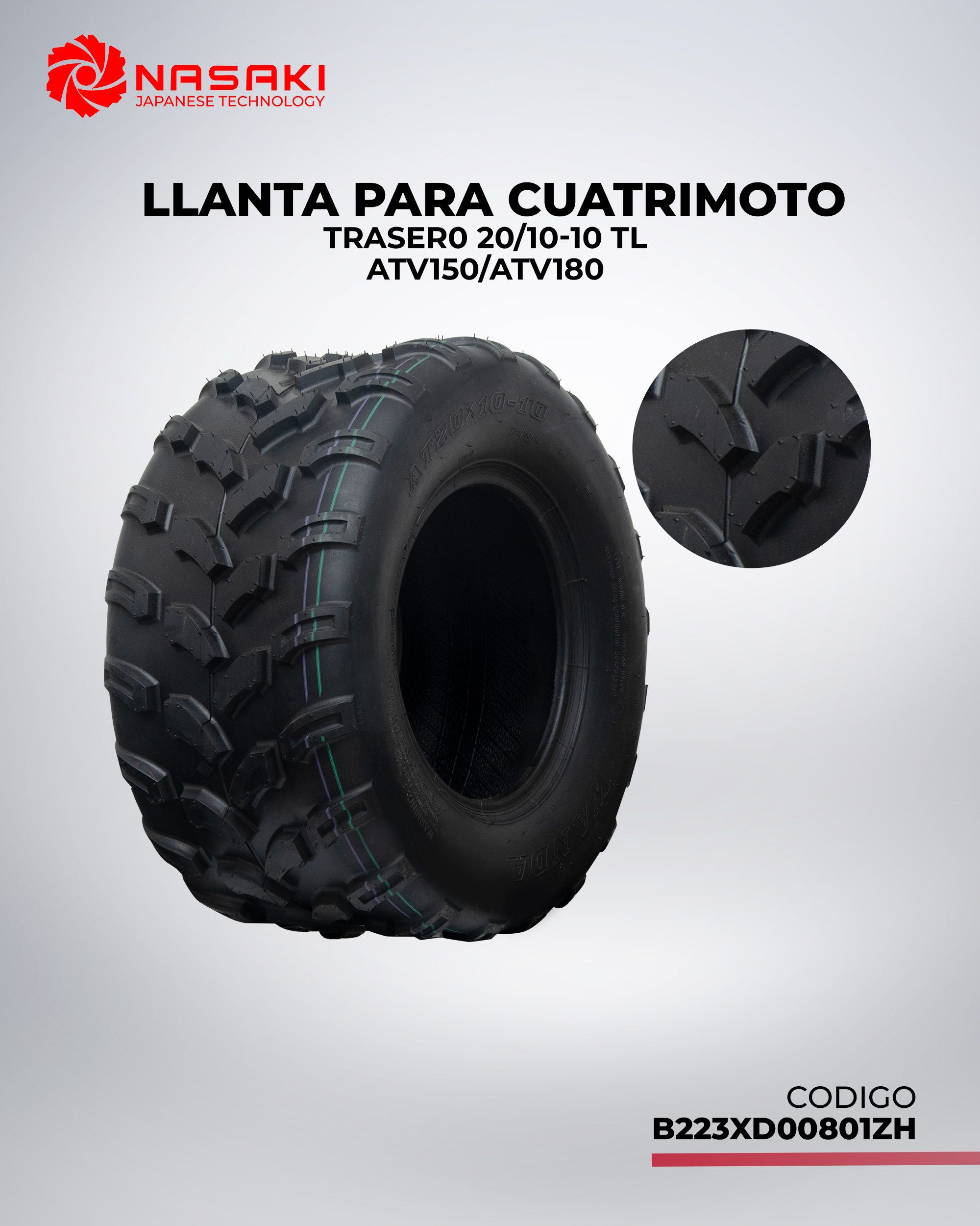 LLANTA PARA CUATRIMOTO TRASERO 20/10-10 TL