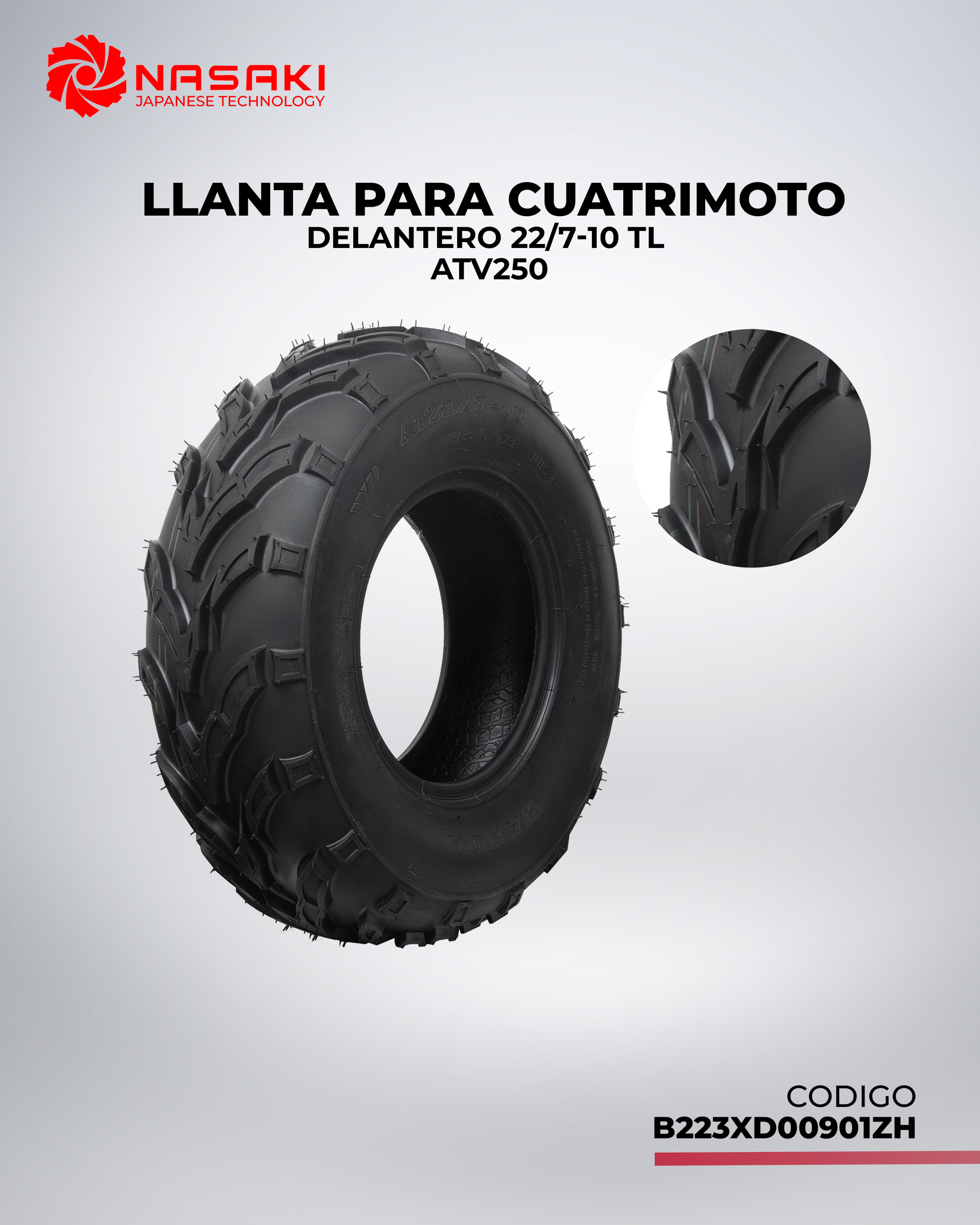 LLANTA PARA CUATRIMOTO DELANTERO 22/7-10 TL